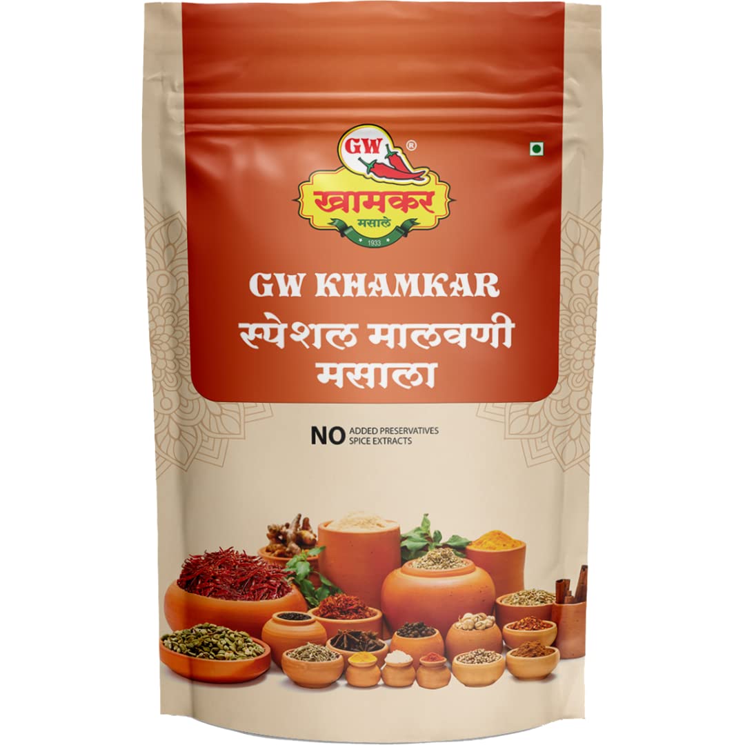 GW Khamkar Special Malvani Masala, Spices, Taste of 90 Years’ Experience, 28 Handpicked Ingredients, Coastal Age-Old Recipe, Zip Lock & Re-usable Pack (185 GRAM)