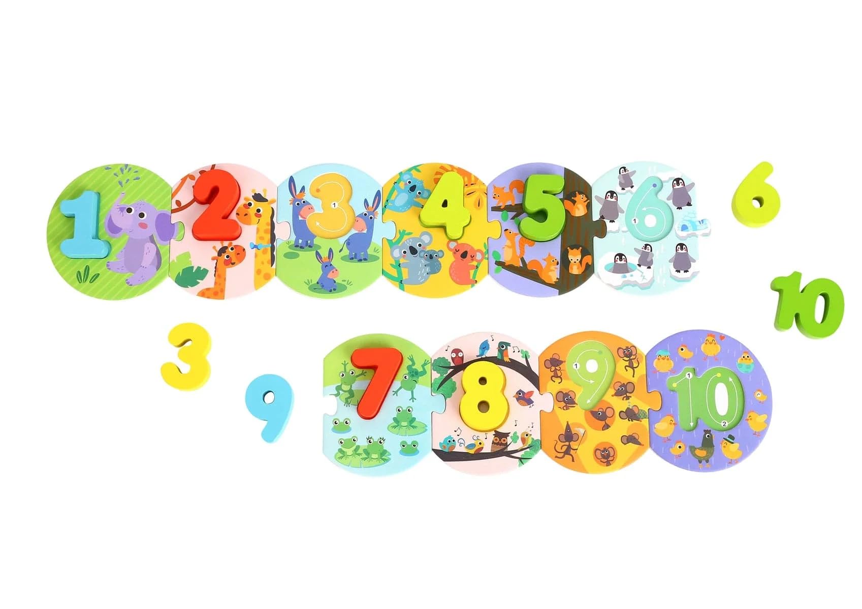 Tooky ToyEducational Wooden Animal Number Puzzle - 20 Pieces