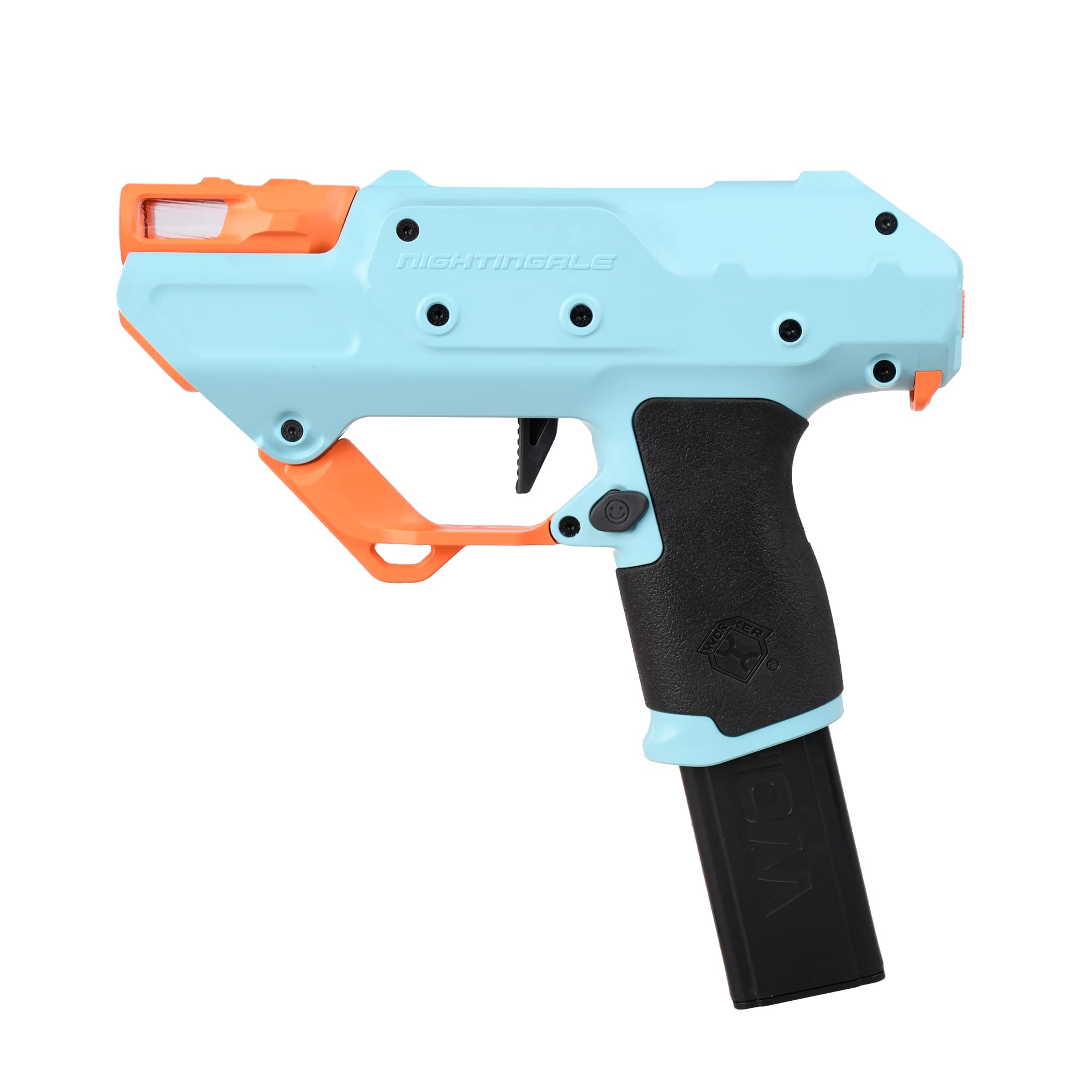 WORKER Nightingale Blaster Pro, Strong Magnetic Semi-Auto Flywheel Half Dart Blaster Pistol Toy Free DIY (Battery Not Included) Blue