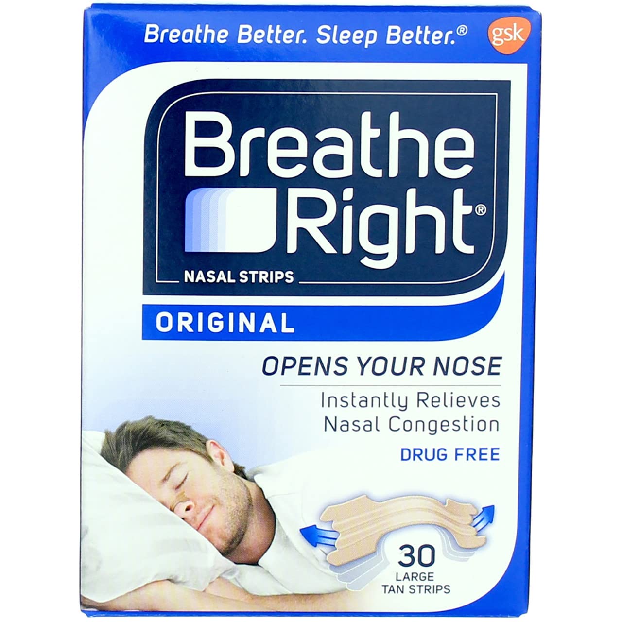 Breathe RightNasal Strips Original Tan Large - 30 ct, Pack of 6