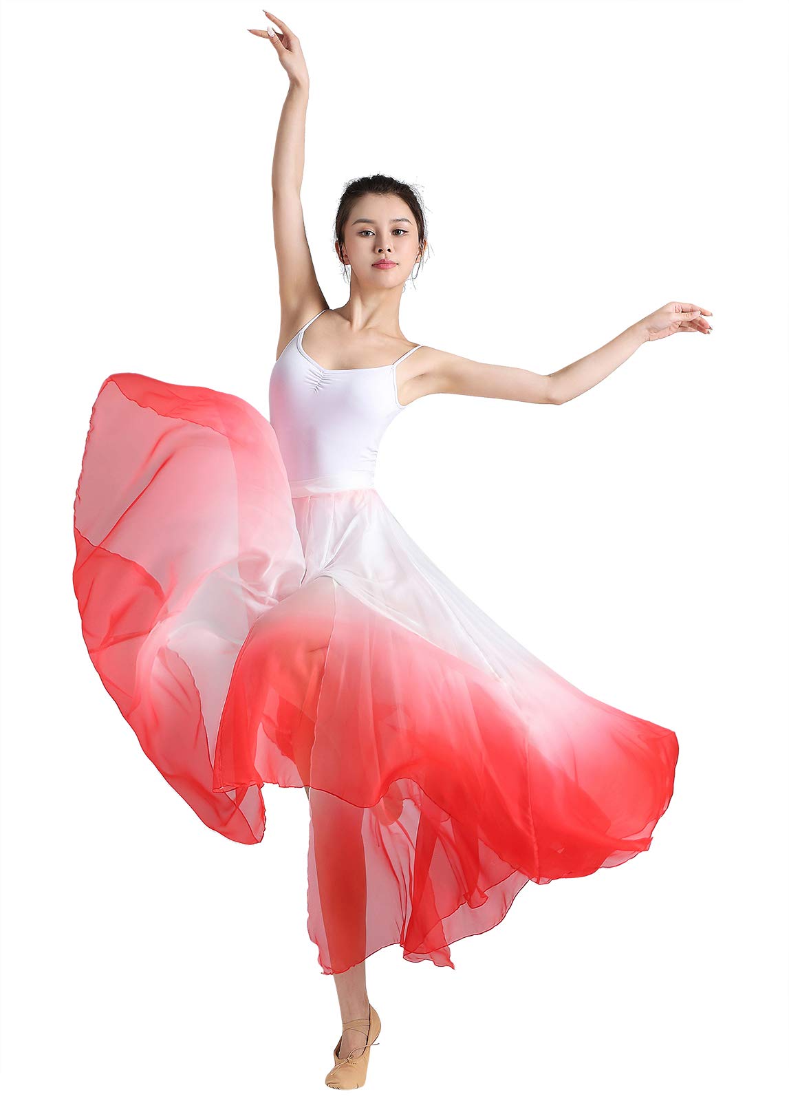 Women's Fairy Lyrical Dance Skirt Gradient Color Chiffon Swing Skirt Ballet Modren Dance Costume