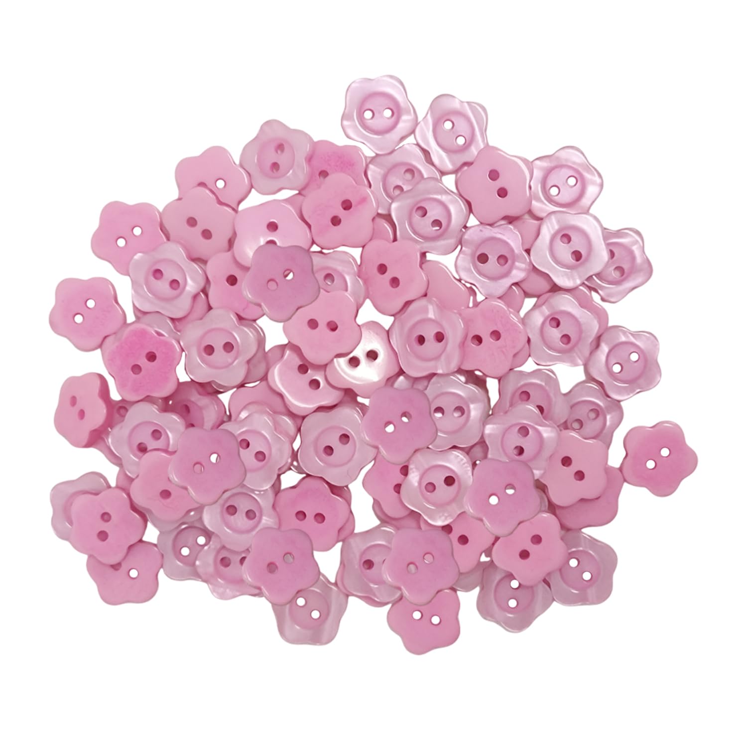 100 Plum Blossom Buttons, Sewing Flower Buttons, Cardigan Knitted Buttons, Baby Buttons, Clothing Decorative Buttons, 2-Hole Flower Buttons, Resin Sewing Buttons (Pink)