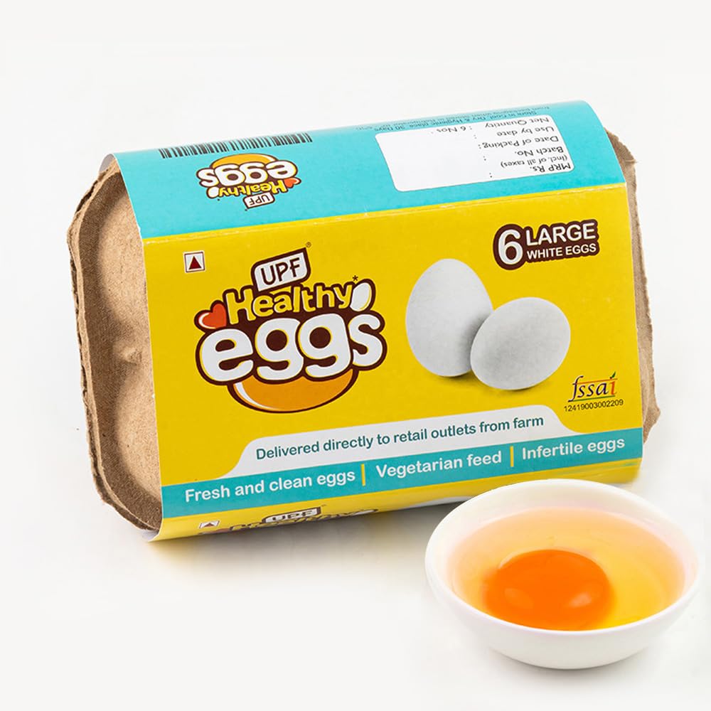 UPF Healthy Daily Eggs, 6 Pieces| Veg Fed| Non-Fertile Eggs