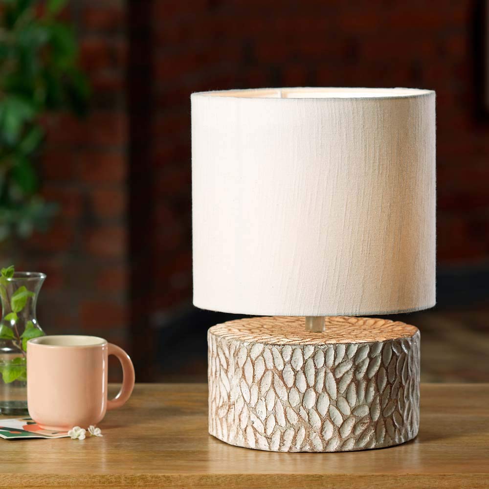 Ellementry Pebble Drum Lamp with Shade- Eco Mix 20 x 20 x 17 cm (White)