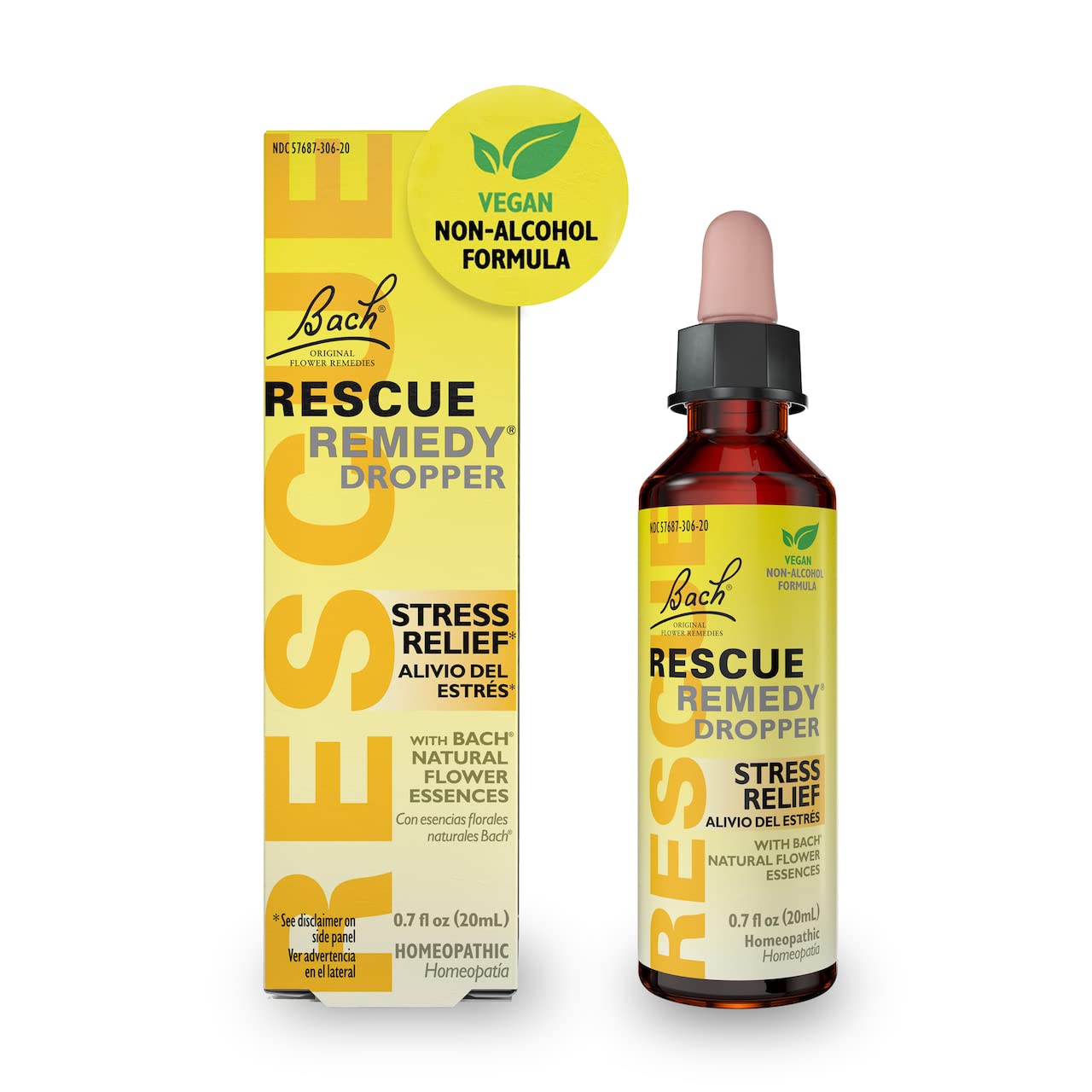 Bach RESCUE Remedy Dropper 20mL, Natural Stress Relief, Homeopathic Flower Essence, Vegan, Gluten & Sugar-Free, Non-Habit Forming (Non-Alcohol Formula)