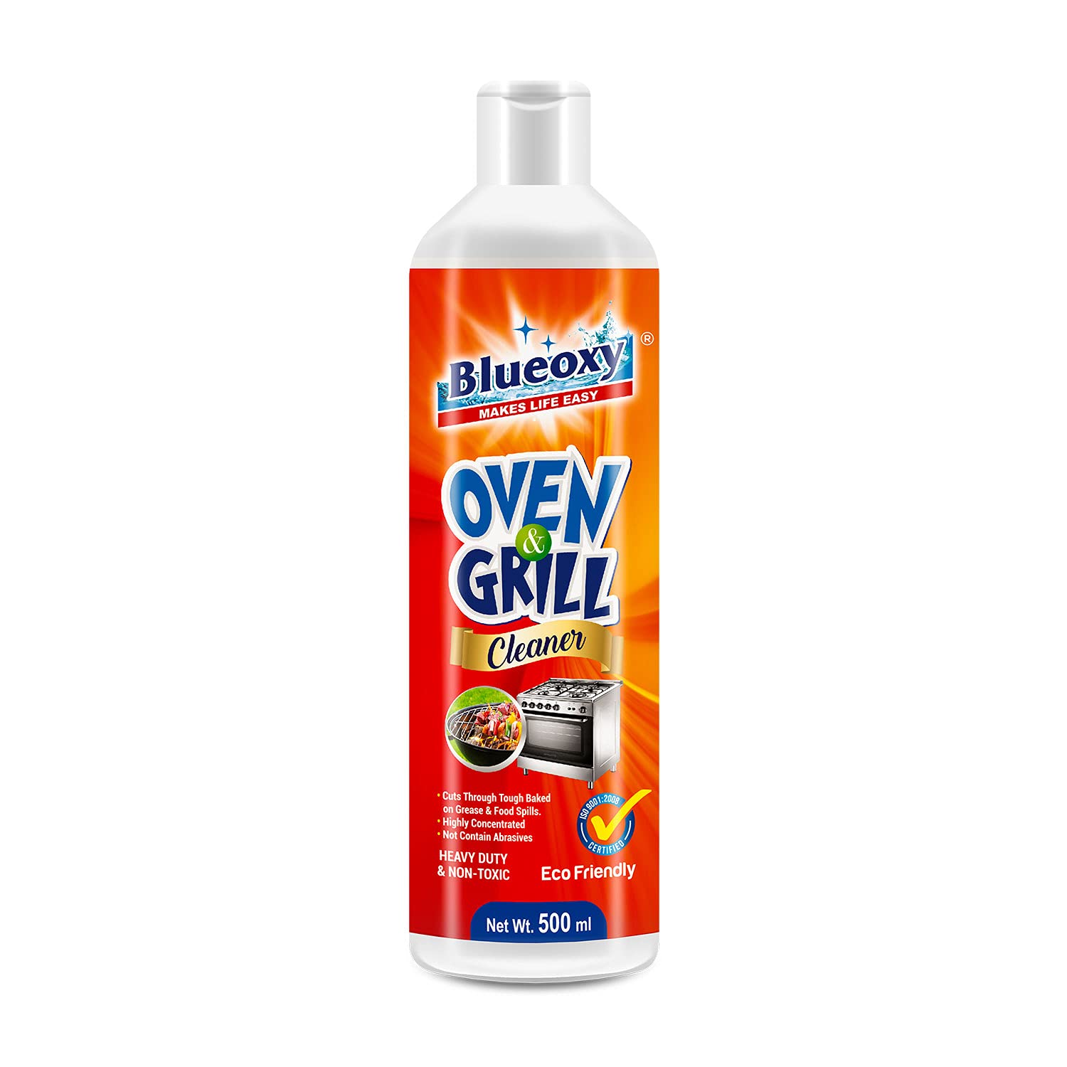 BlueOxy Super Concentrated Oven and Grill Cleaner - 500 ml | Heavy Duty Oven & Grill Cleaner Clean Tough Baked-on Spills Quickly | Making Clean up Super Easy! (Pack of 2)