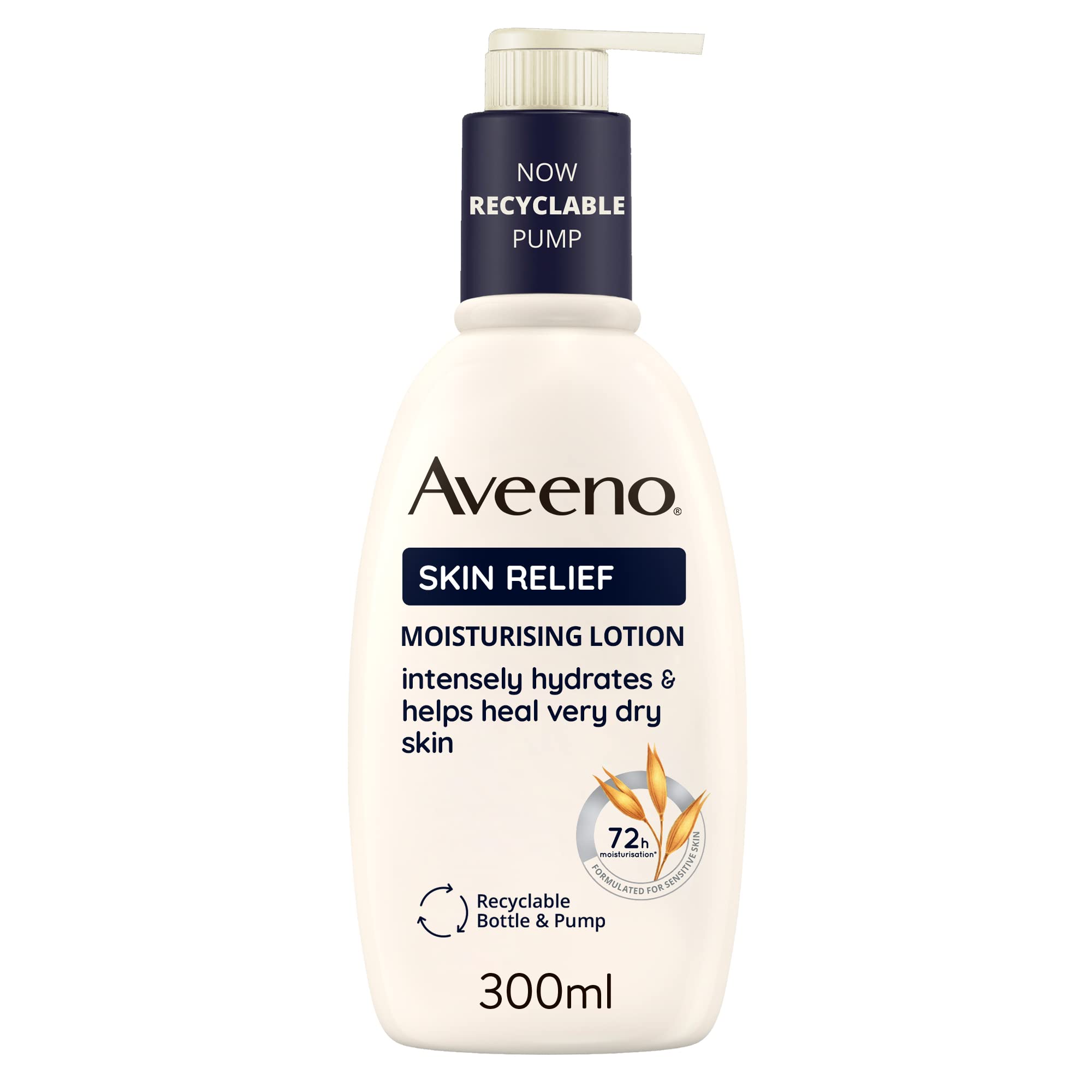 Aveeno Skin Relief Moisturising Lotion, With Soothing Triple Oat Complex & Shea Butter, Suitable For Sensitive Skin, 72-Hour Intense Hydration, Helps Relieve Very Dry and Tight Skin, Unscented, 300ml