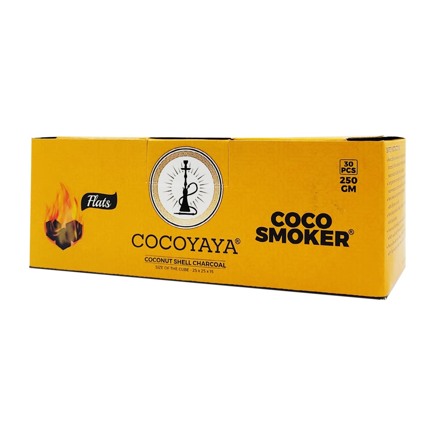 COCOYAYA Coco Smoker Flat Coconut Charcoal for All Hookah (250 Gm, 30 Cubes)