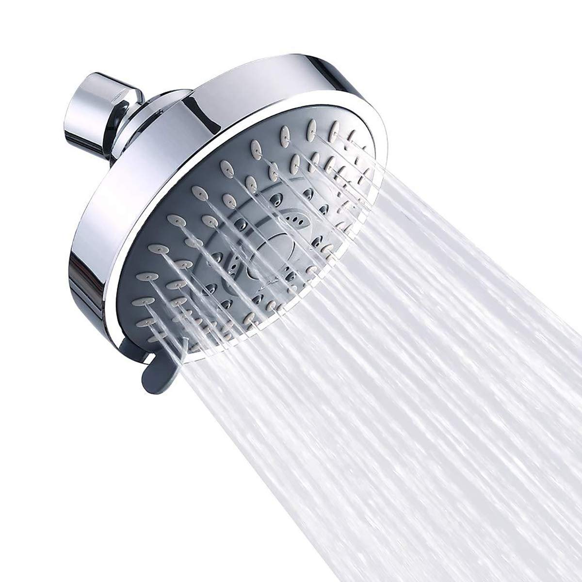 Shower Head, High-Pressure Rain Fixed Showerhead Rainfall 5-Setting with Adjustable Metal Swivel Ball Joint, Bathroom Showerhead 4 Inch High Flow Shower Head for Your Bathroom Shower Heads