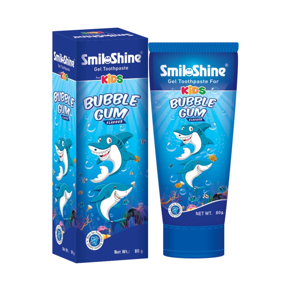 SmiloShine Gel Toothpaste for Kids - Bubble Gum Flavor - Pack of 3