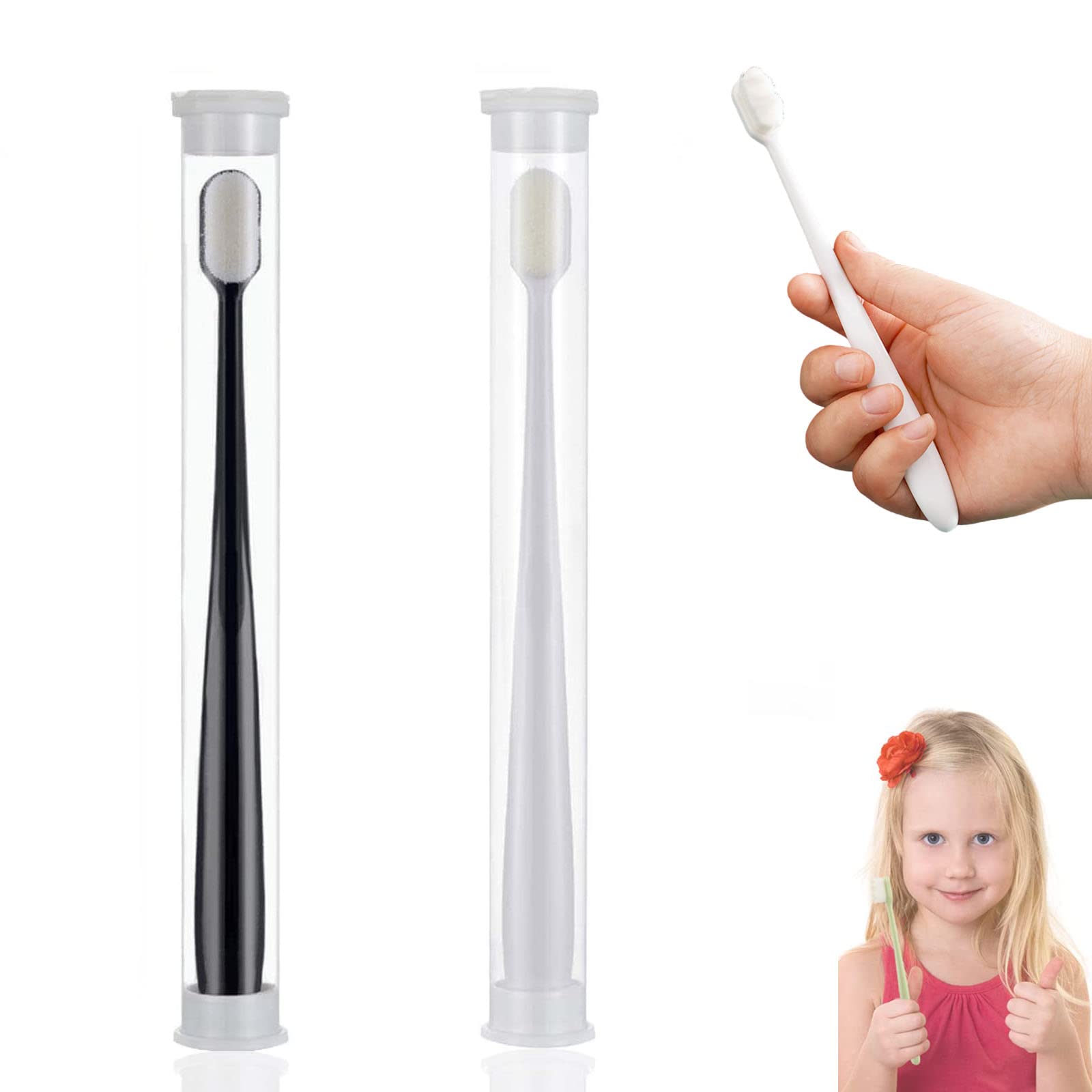 Homezo Nano Toothbrush, BREVI Toothbrush, BREVI Nordic-Inspired Premium Nano Toothbrush, Adult Extra Soft (black+white)