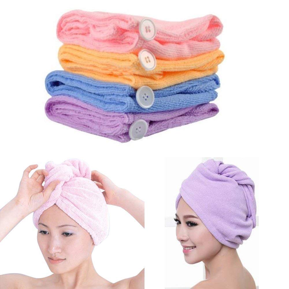 D Raaman International Hair Wrap Microfiber Hair Wrap Magic Fast Dry Towel Drying Bath Spa Head Soft Cap Turbann Easy Wrap (Multi)