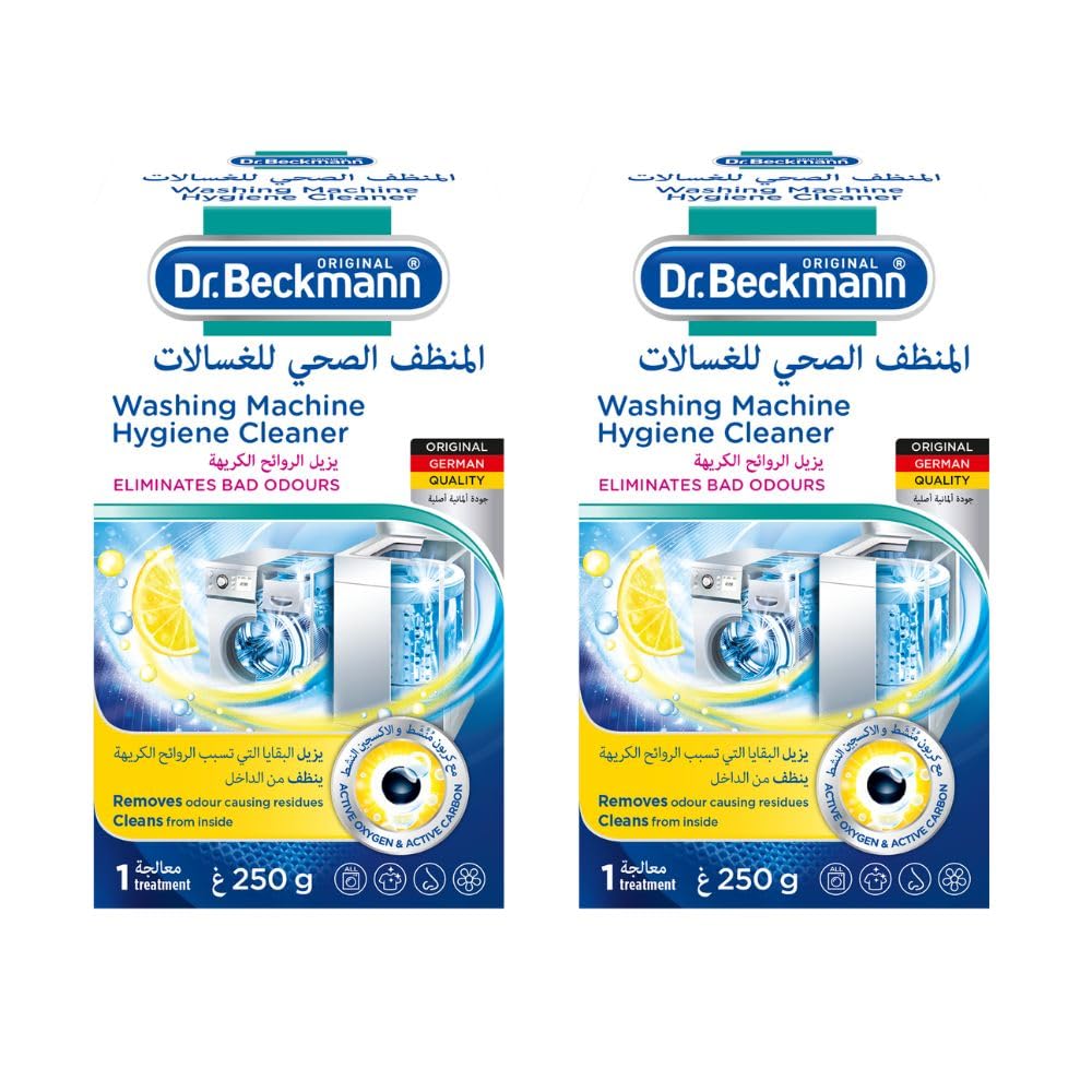 Dr.Beckmann Service It Washing Machine Cleaner with Activated Carbon|Removes LimeScale & Maintains Metal Parts|Eliminates Bad Odour& leaves a Fresh Scent|Suitable for Front & Top Loading|250gm x 2