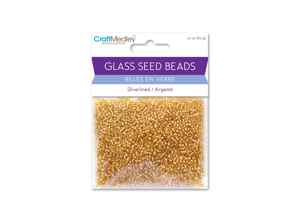 Multicraft Imports Glass Seed Beads, Silverlined, 60g, Gold