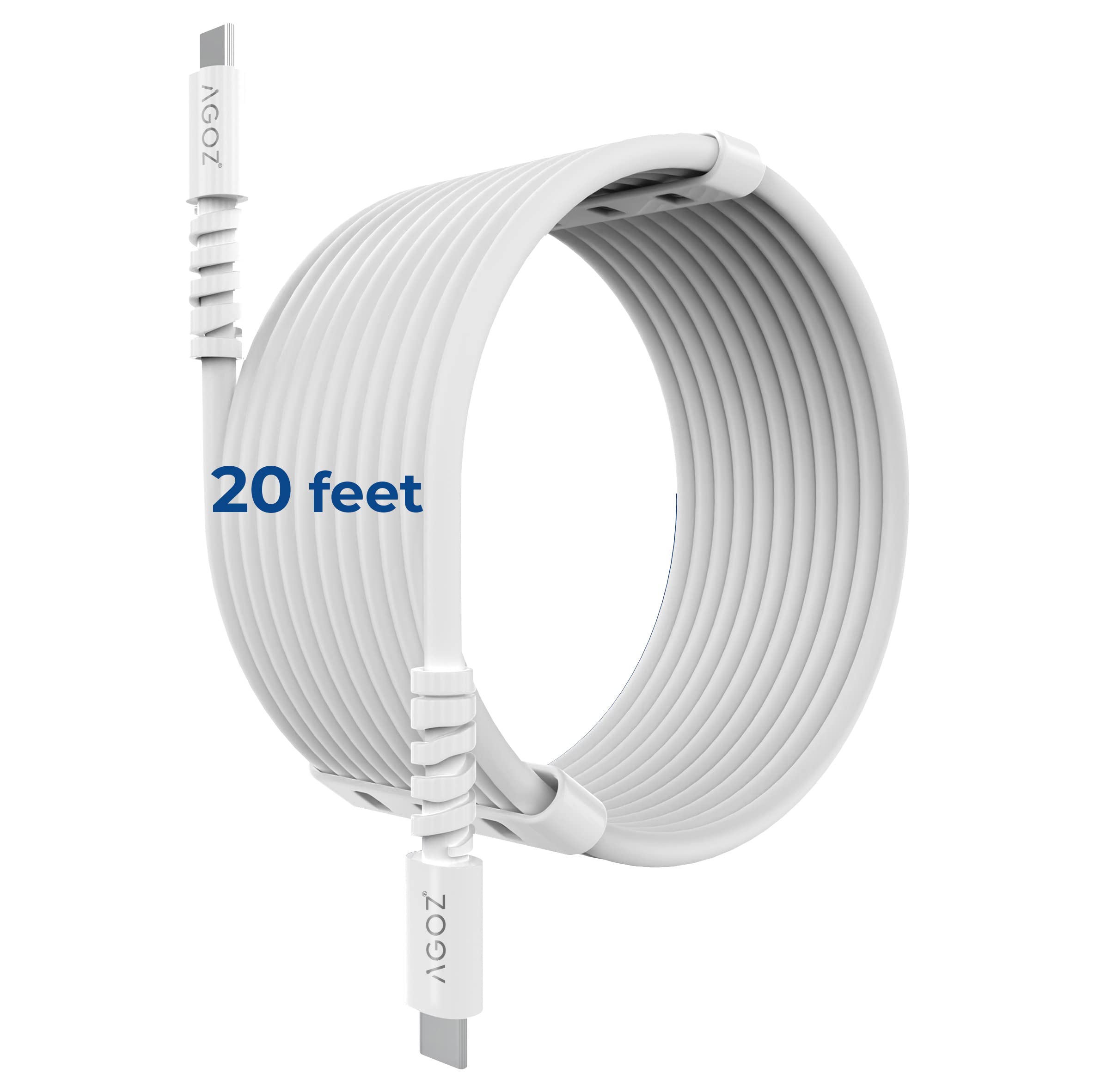 AGOZ 20ft USB C to USB C Cable Fast Charging Cord Compatible with MacBook Air, MacBook Pro, iPad Air 5th 4th, iPad Pro 12.9" 11", MacBook Charger Cord, Pico 4, Oculus Quest2, Snowkids VR Headset