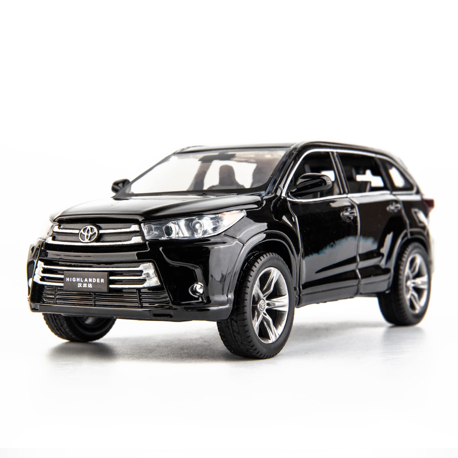 TGRCM-CZ Compatible for 1:32 Highlander AMG Model, Diecast Alloy Pull Back Toy Car with Sound and Light, Open Door for Kids Gift Black (Black)