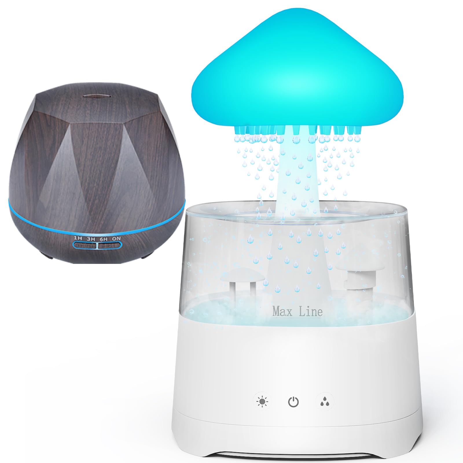 Diffuserlove Rain Cloud Humidifier Diffuser Water Drip Humidifier Waterfall Lamp Mushroom Humidifier Rain Sounds White Noise Humidifier Air Humidifiers for Bedroom Desk