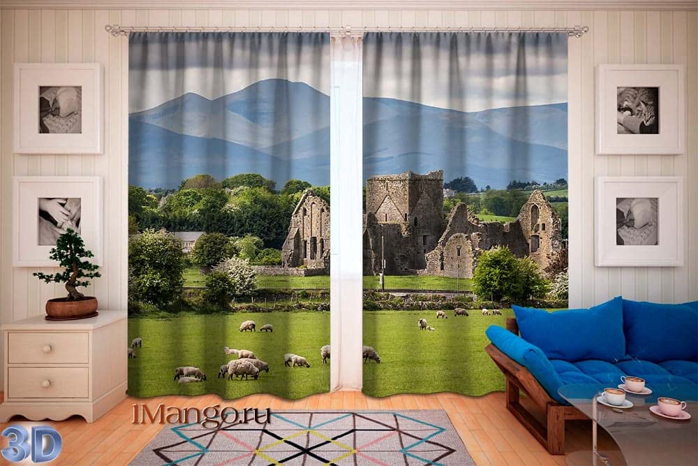 FASHION POINT 3D Castle Digital Printed Polyester Fabric Curtains for Bed Room, Kids Room, Colour Multi Window/Door/Long Door (D.N.1971 (4 x 5 Feet (size: 48 x 60 Inch) Window, 4)