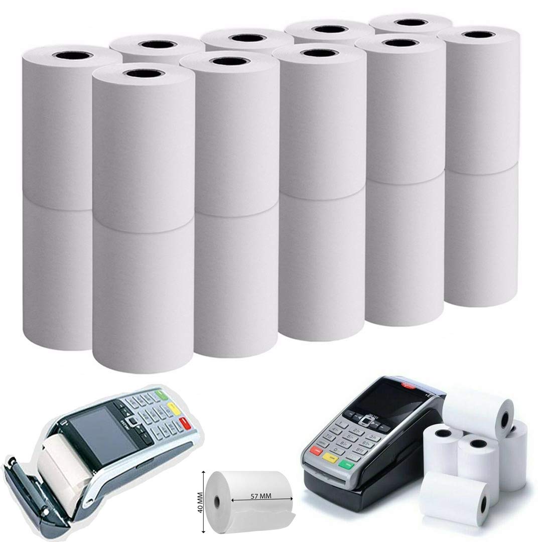 MSFNew 57MM X 40MM X 12.7MM BPA Free Thermal Rolls BPA BPS Free Credit Card Machine Rolls PDQ Rolls Thermal Till Rolls (20, 57MM X 40MM X 12.7MM)