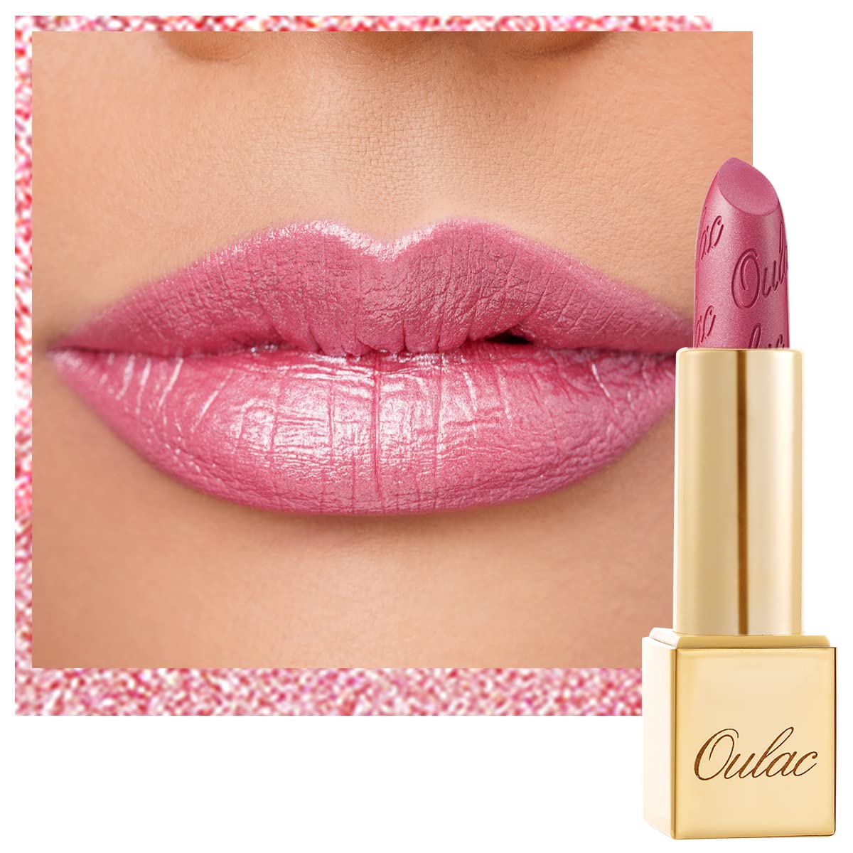 OULAC Metallic Shine Glitter Lipstick, Pink High Impact Lipcolor, Lightweight Soft and Ultra Hydrating, Long Lasting, Vegan & Cruelty-Free, Full-Coverage Lip Color 4.3 g/0.15 HIP & HIPPIE(11)