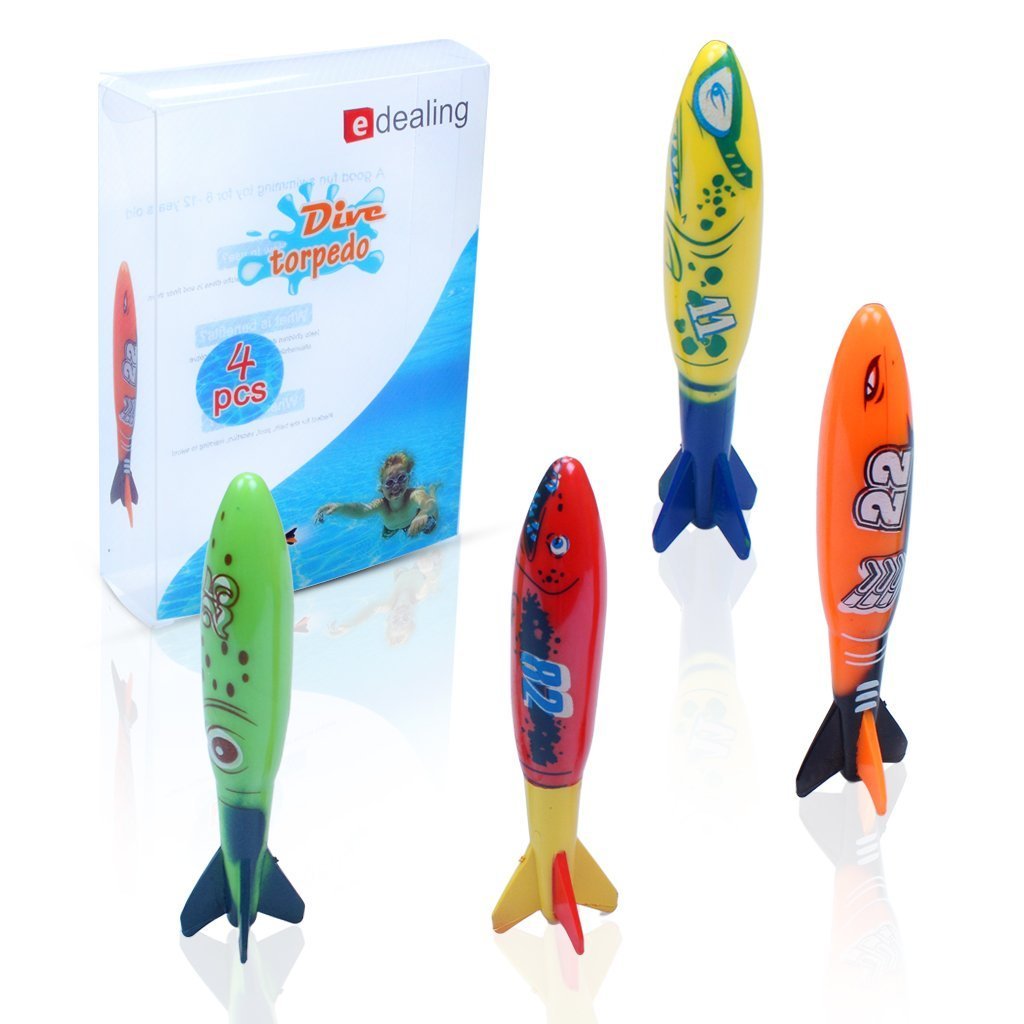 edealing4pcs toypedo bandits set, pool diving game, summer