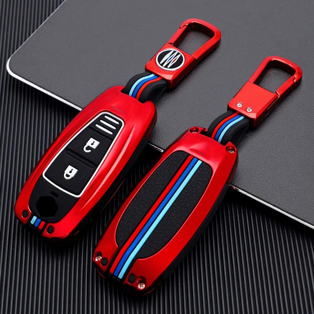 OTMIK Zinc Alloy Car Key Cover Case Compatible with Suzuki Vitara Swift Kizashi SX4 Ignis Baleno Ertiga Ciaz Smart Keyless Shell (Red 3 Buttons A)