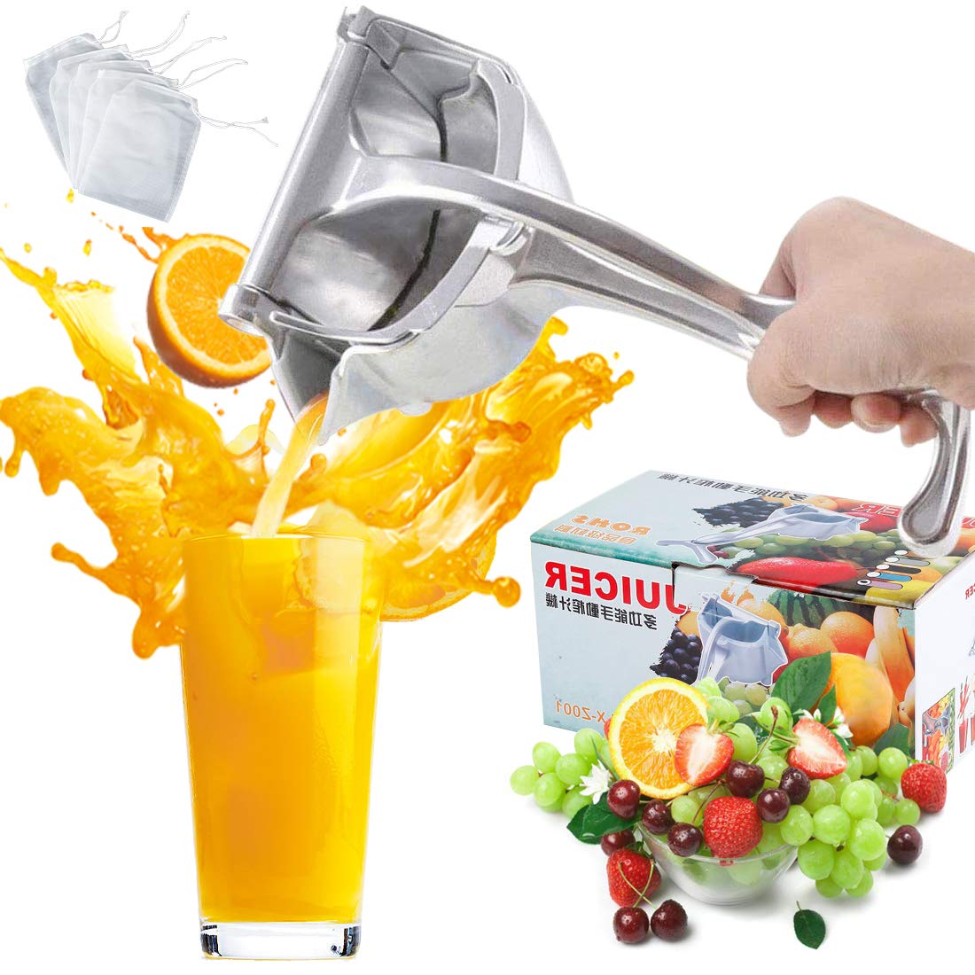 WigoodManual Fruit Juicer,Heavy Duty Alloy Lemon Press Squeezer Hand Lemon Orange Citrus Extractor, Hand Citrus Juicer Kitchen Tool