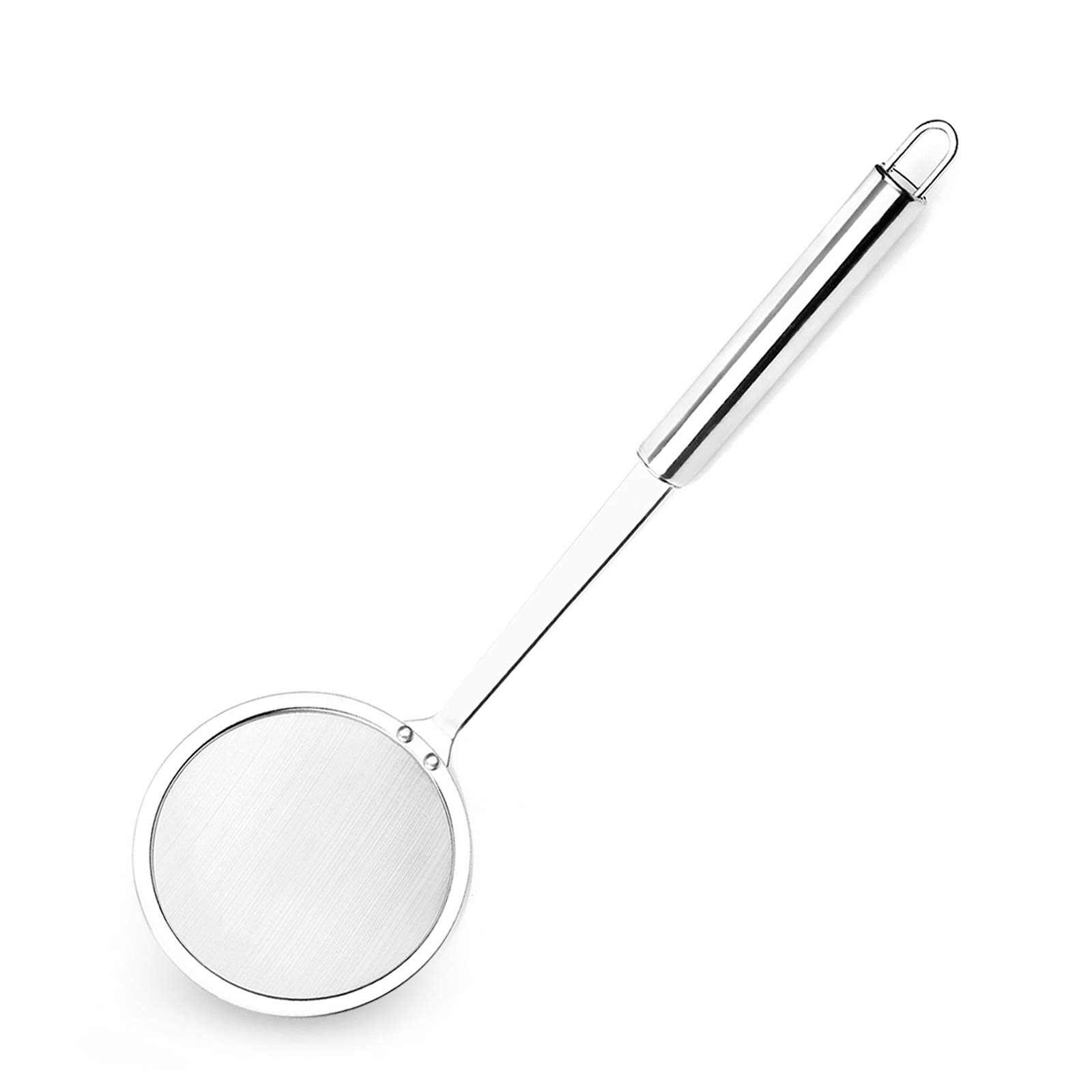 Hiware Stainless Steel Fat Skimmer Spoon - Fine Mesh Food Strainer for Grease, Gravy and Foam, Japanese Hot Pot Skimmer with Long Handle