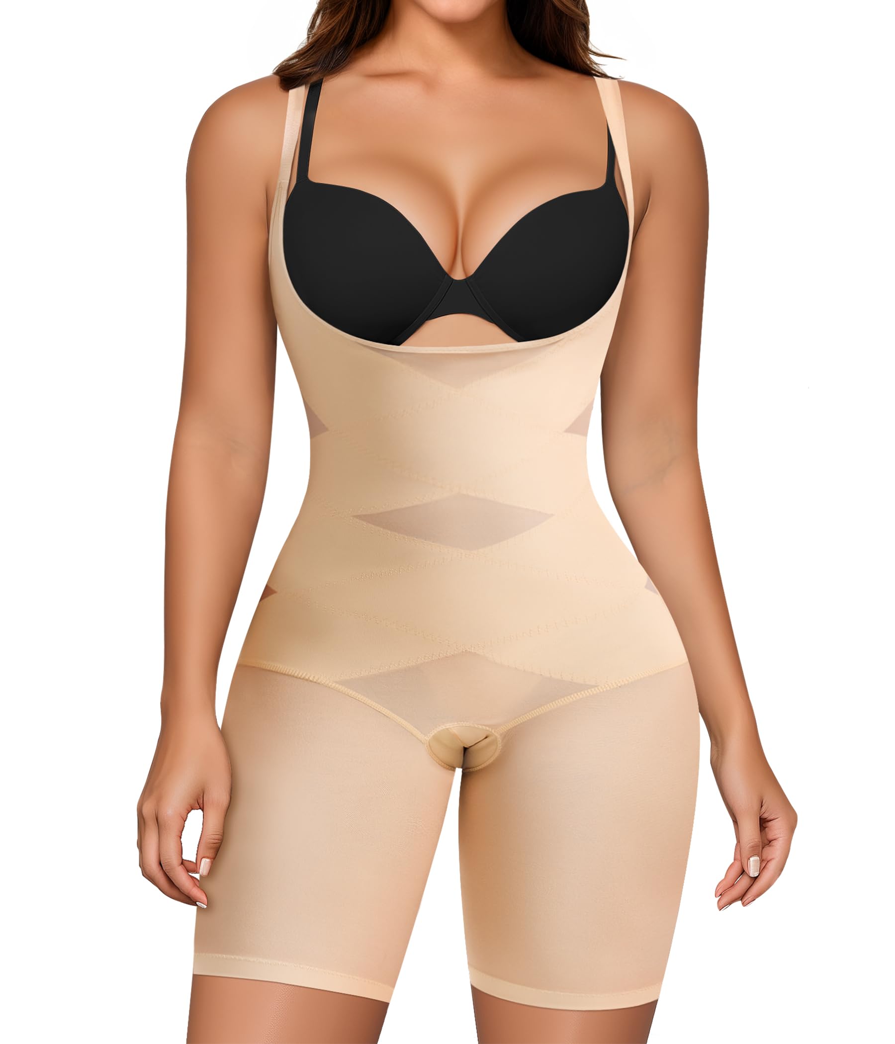 NebilityTummy Control Shapewear Bodysuits Open Bust Full Body Shapewear Seamless Faja Body Shaper