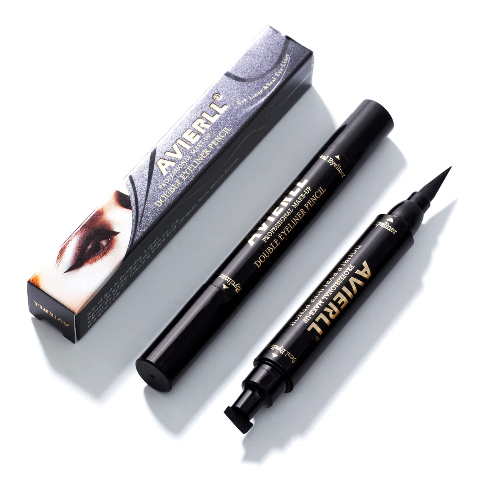 Winged Eyeliner Stamp-2 Pens , Waterproof Long Lasting Quick Flick Wingliner, Lasting Smudgeproof Natural Cat Eye Vamp Liquid Eye Liner Black(Small)