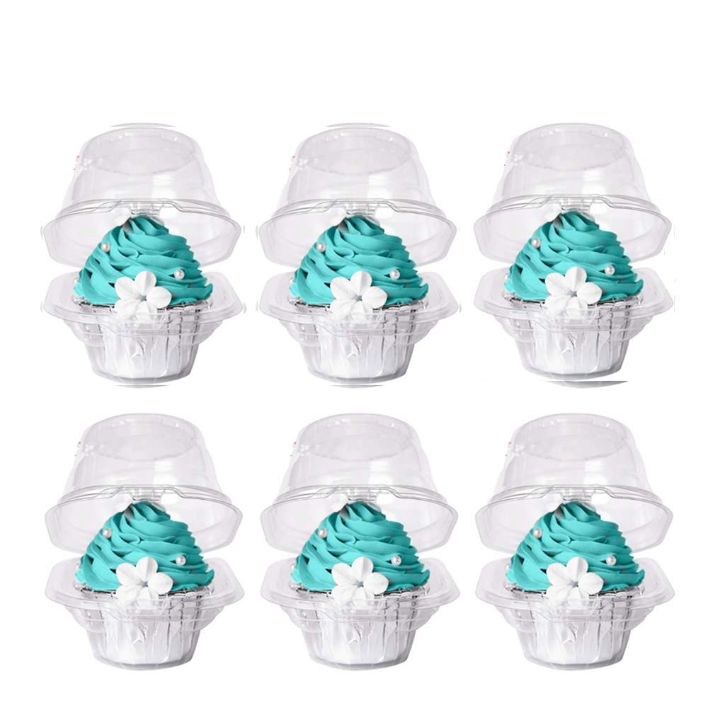 Single Cupcake Boxes -Individual Cupcake Container - Single Compartment Cupcake Carrier Holder Box - Stackable - Deep Dome - Clear Plastic - BPA-Free- (25)