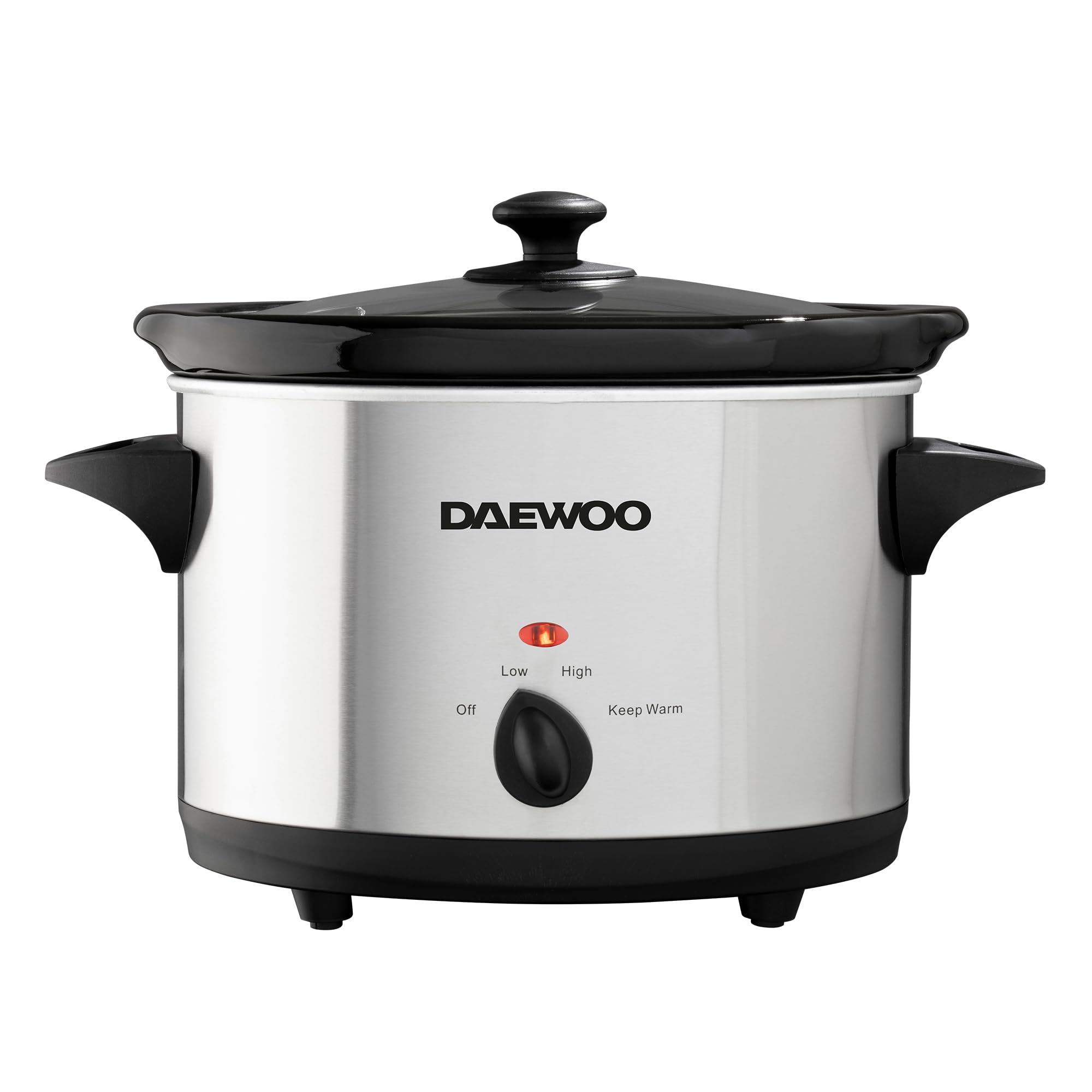 Daewoo SDA1364 Stainless Steel Slow Cooker | 3.5L Capacity Stoneware Pot | Easy to Clean | Dishwasher Safe Pot & Lid | 3 Different Heat Settings | Usage-160W Power, Steel, Silver