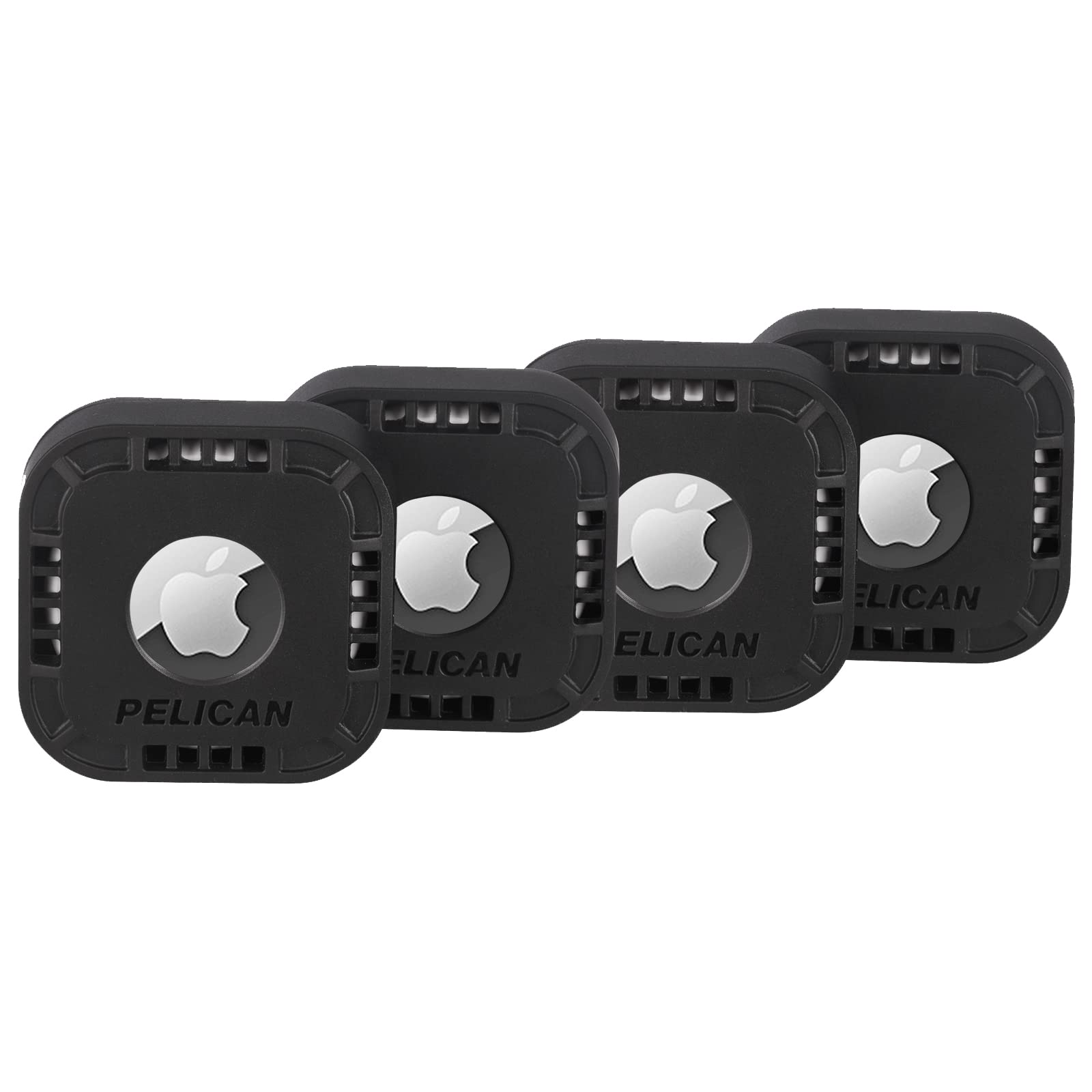 Pelican - Protector Stick-On Mount Case for Apple AirTag - Heavy-Duty - 4 Pack - Black