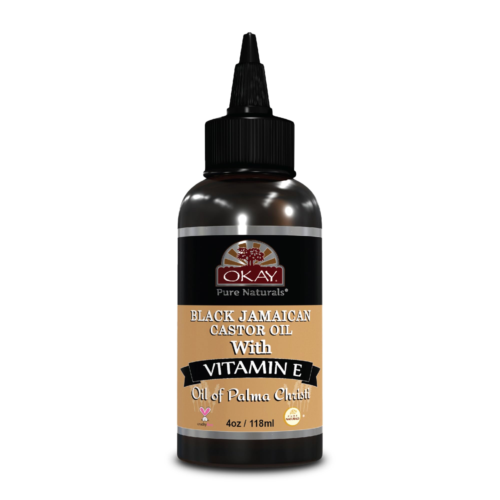 Okay Black Jamaican Castor Oil with Vitamin E and Panthenol, 4 oz.