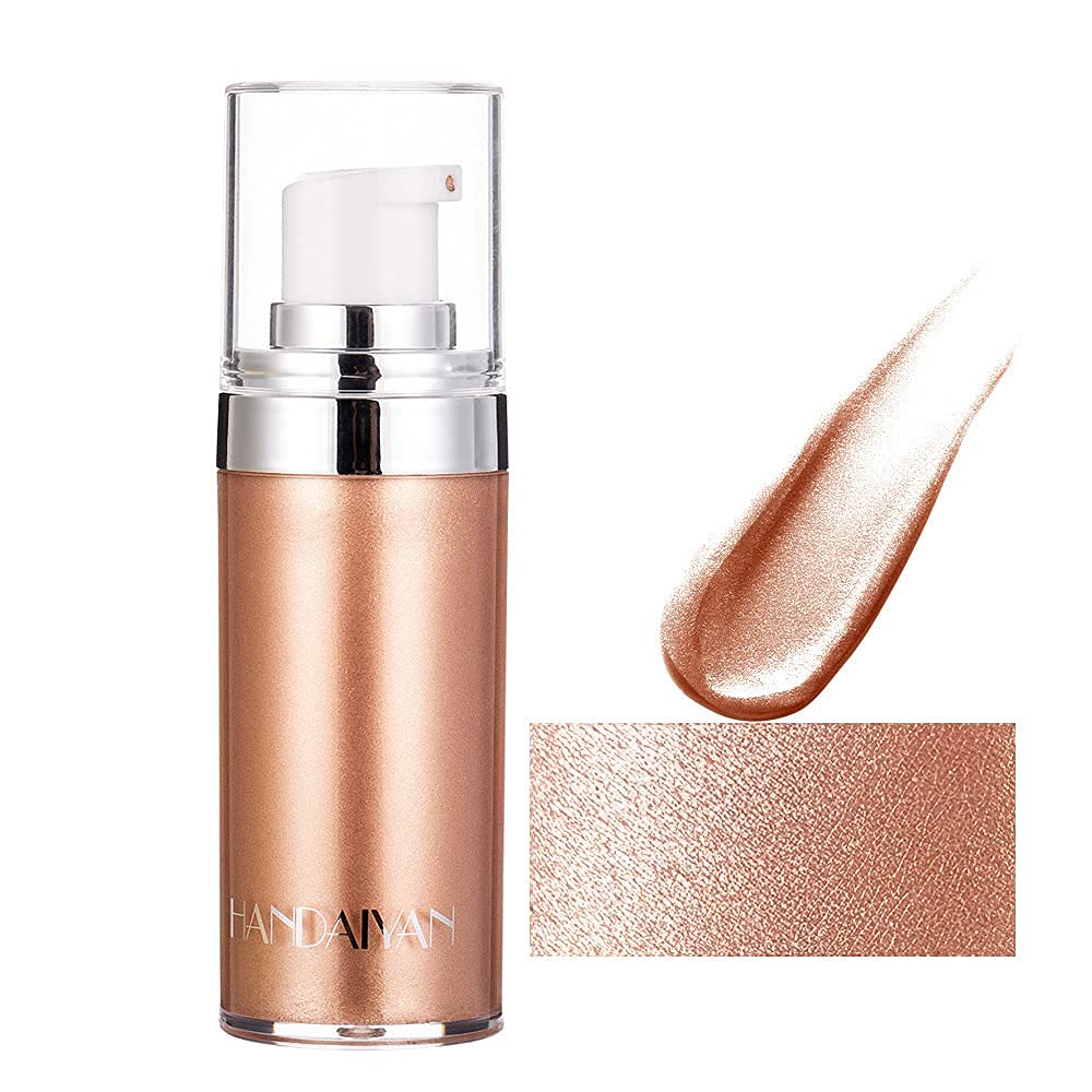 MysenseBody Contour Highlighter Makeup,Face Body Glow Illuminator,Waterproof Smooth Liquid Spray Bronzer Luminizer Shimmer Foundation Make Up (#2 Rose Gold)