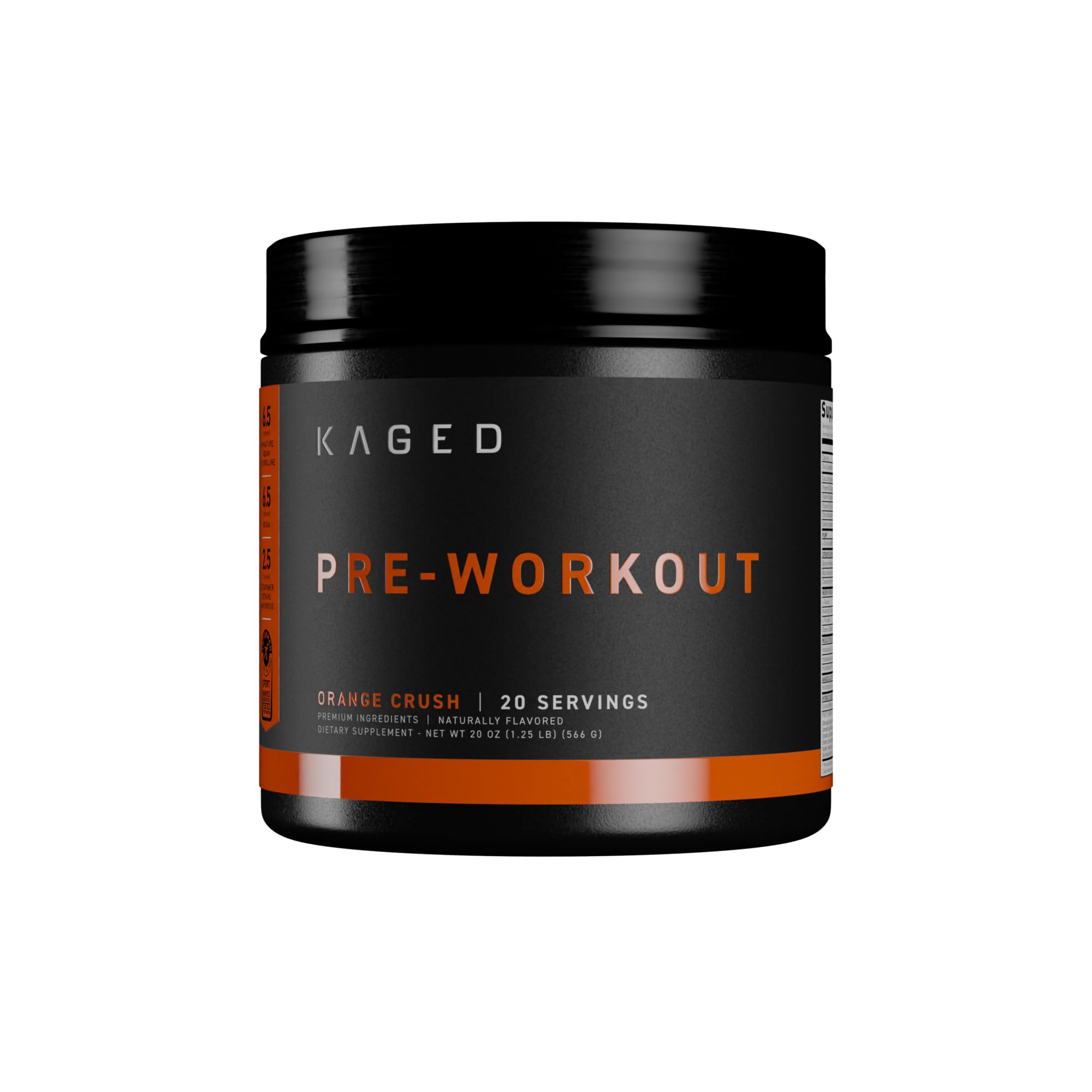 Kaged Pre Workout Powder; MUSCLE Preworkout for Men & Pre Workout Women, Delivers Intense Workout Energy, Focus & Pumps; Supplements, Orange Krush, Natural Flavors