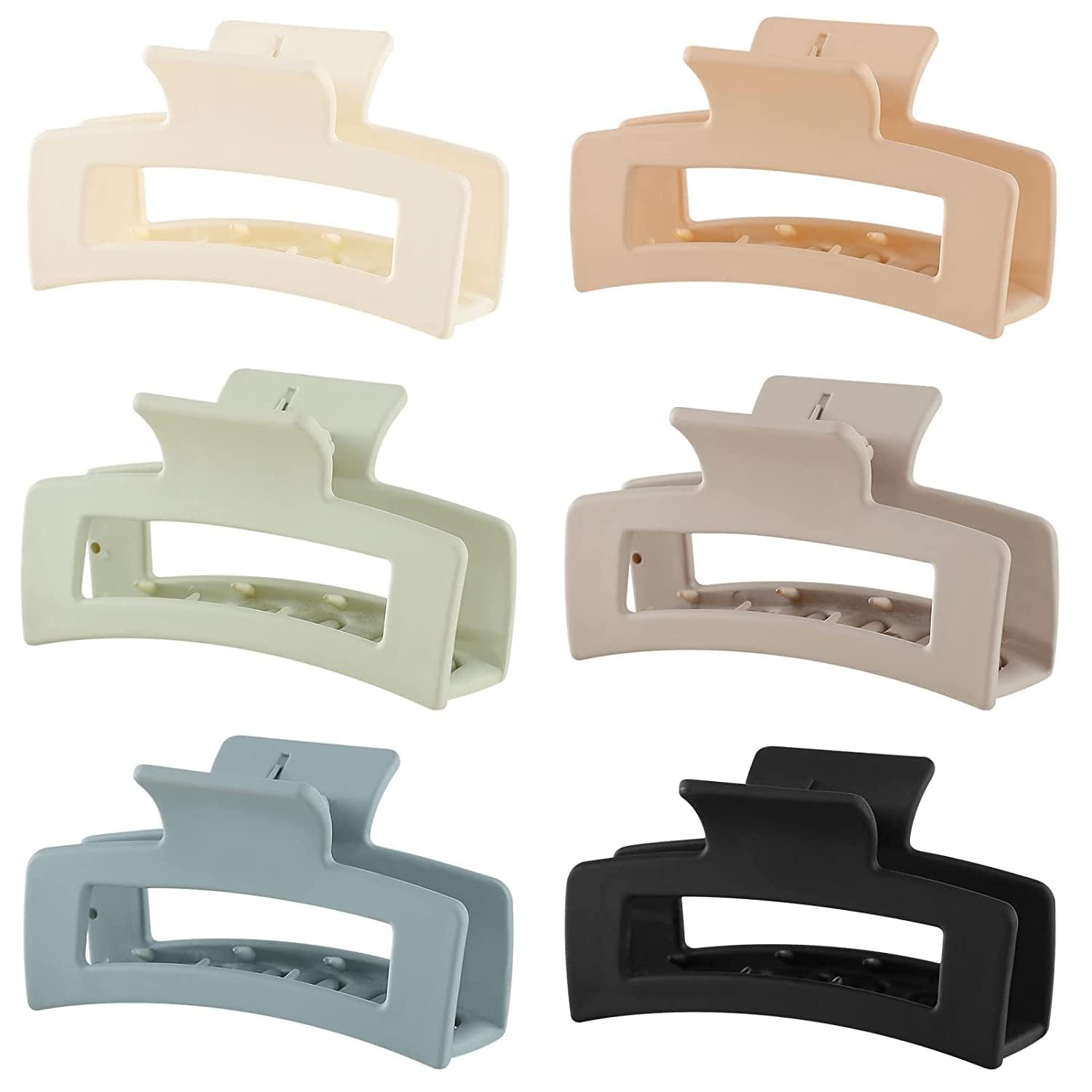 6 Pack Square Claw Clips, Hair Claw Clips for Women Girls, 3.5" Medium Non-slip Hair Clips, Rectangular Claw Hair Clips, Matte Hair Claws Strong Hair Styling Accessories Jumbo Claw Clip for Thin Hair