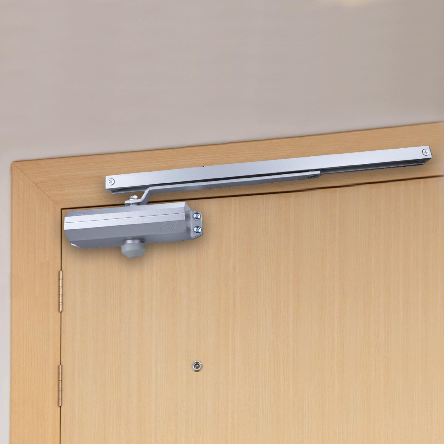 Godrej Door Controls I C-071 Hydraulic Door Closer with Pelmate Arm I for Wooden, Aluminum & Metal Doors I Adjustable 2speed I for Offices&Home I Door Weight Upto 60 KG I Sliver Finish