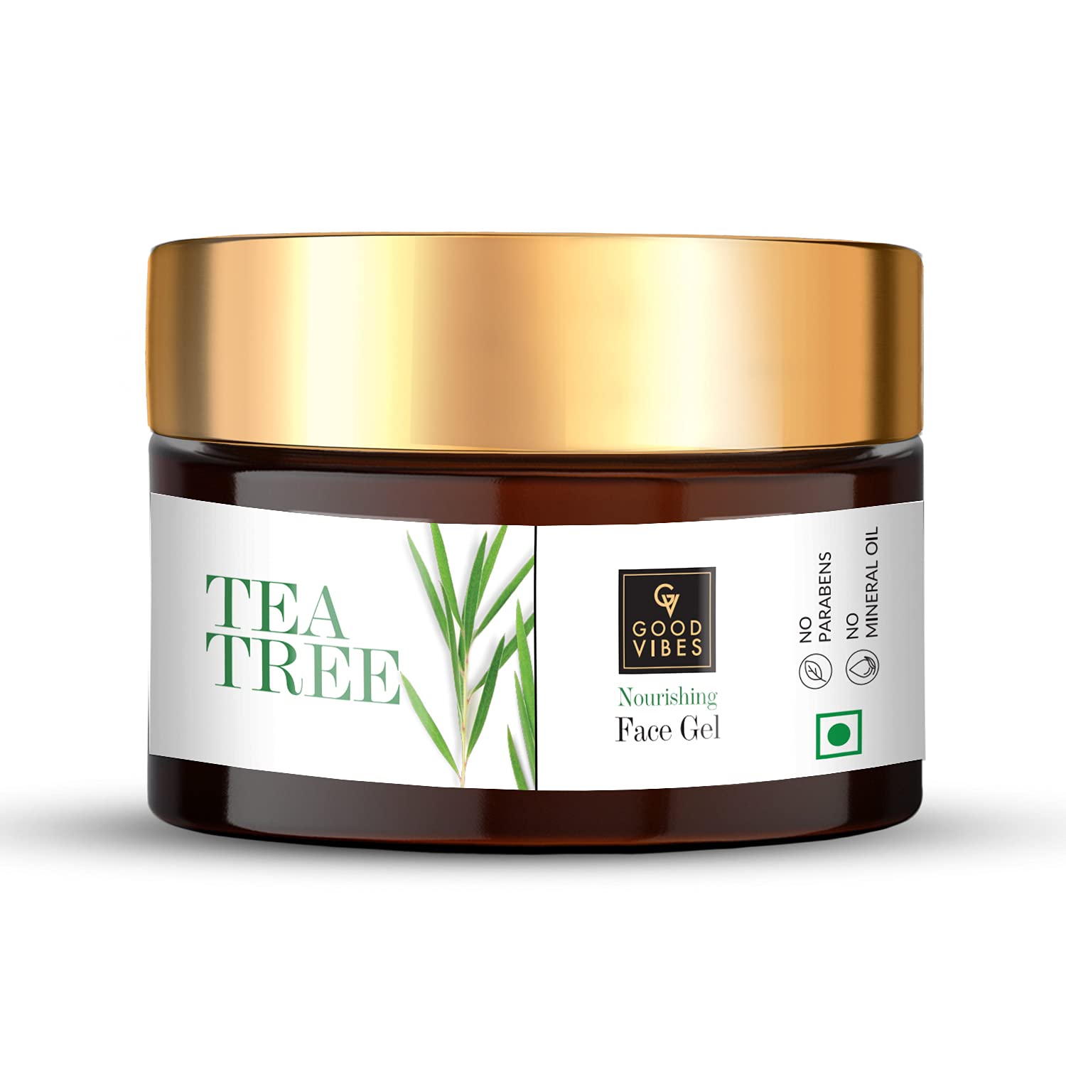 Good Vibes Tea Tree Nourishing Gel, 50 g Skin Moisturizing Soothing Calming Formula, Helps Reduce Acne & Excess Oil All Skin Types, Natural, No Parabens & Sulphates, No Animal Testing