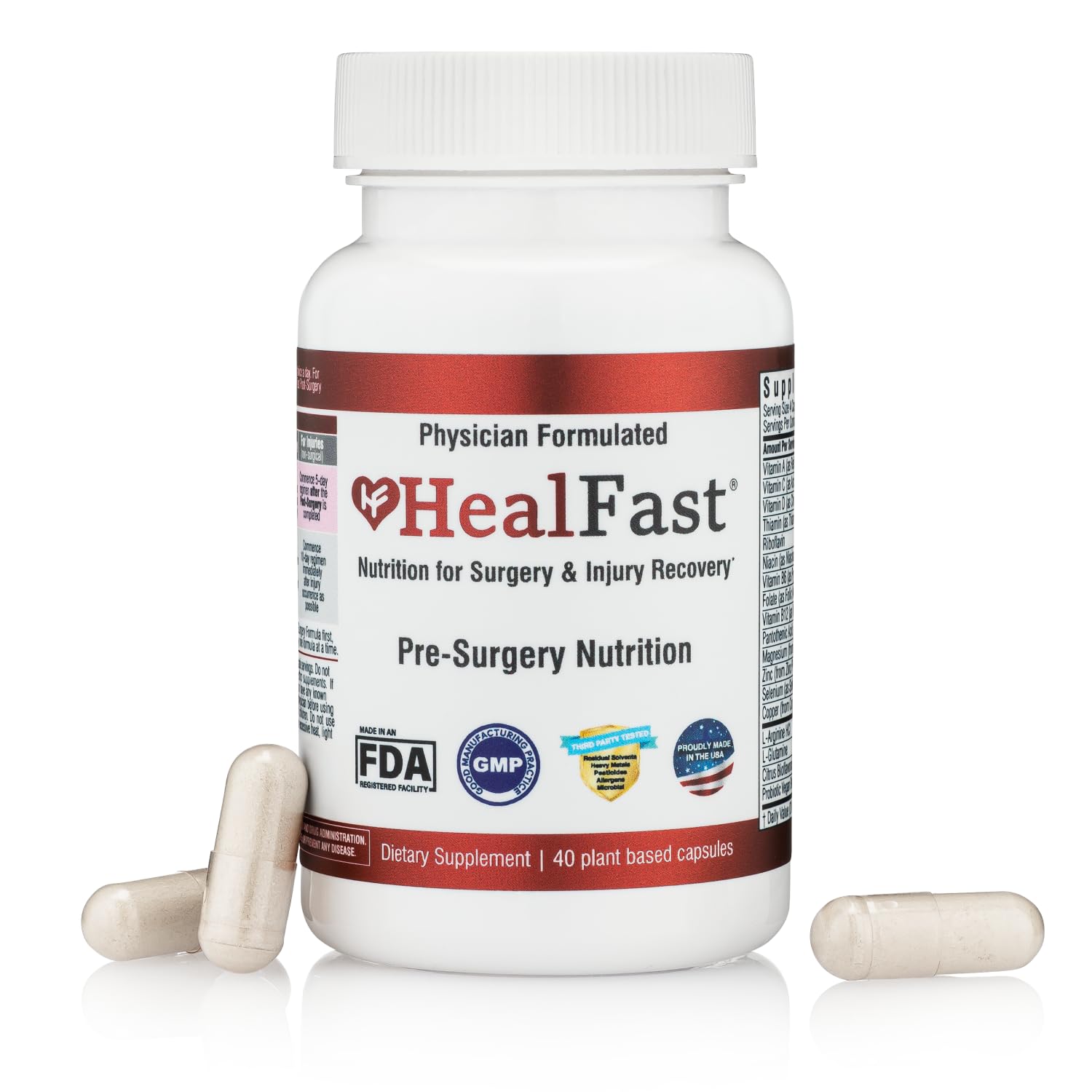 HealFast Surgery & Injury Recovery Supplement (Pre-Op): Quercetin, Probiotics Supplement | Wound Healing, Pain Relief, Liposuction, Tummy Tuck, and BBL Post Surgery Supplies