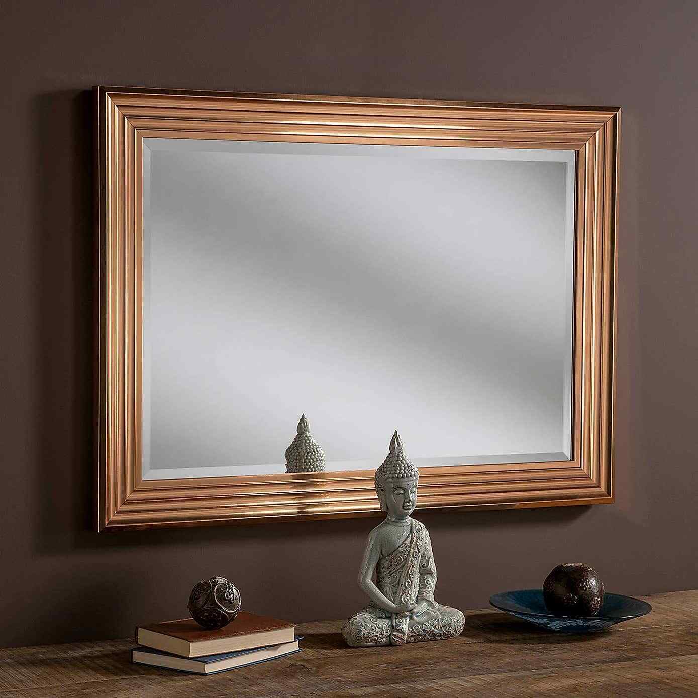 Modec Mirrors80mm SHINY GLOSS COPPER PLAIN GLASS WALL MIRROR. 30” X 26” (76cm x 66cm)