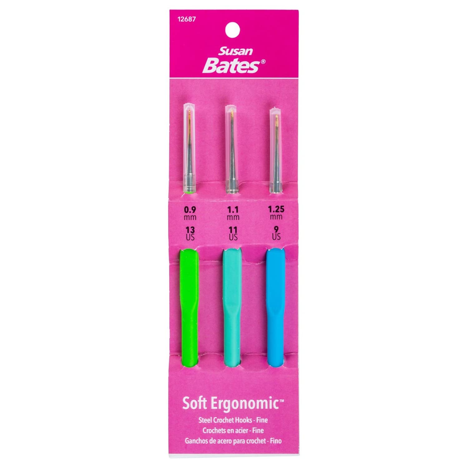 CJ BATES & SONS Crochet Hook Set, Fine-Sizes 0.9mm,1.1mm, and 1.25mm