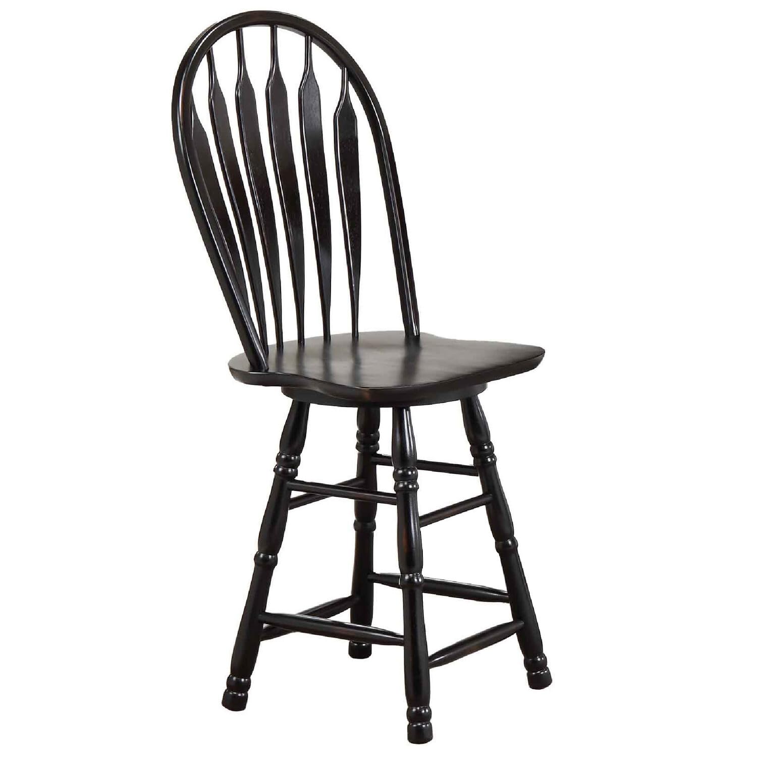 Sunset Trading24" Swivel Barstool/Counter Stool in Antique Black Solid Wood