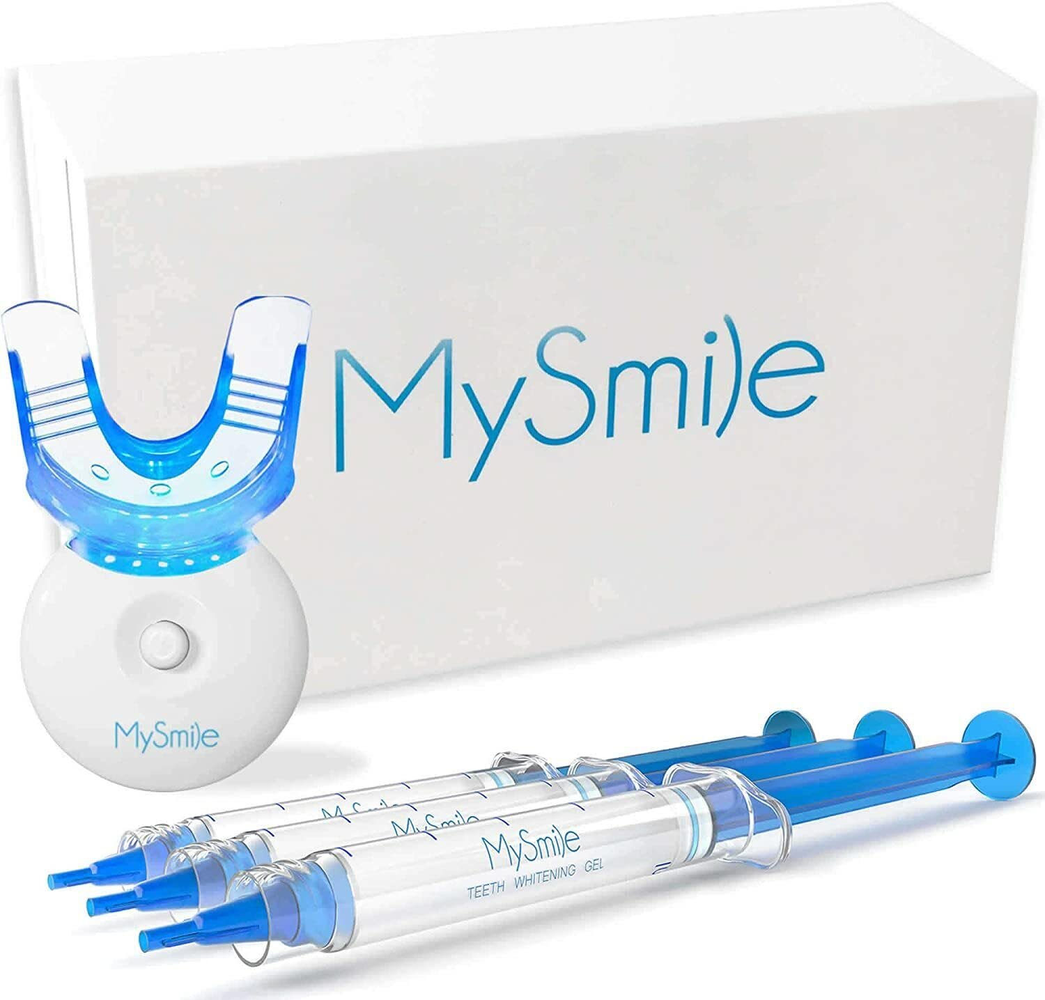 MySmileTeeth Whitening Kit, 10 Mins Express Result, Stain Remover Non Sensitive, Led Accelerator Light, 18% Carbamide Peroxide 3ml Pro Gel, Mouth Tray …