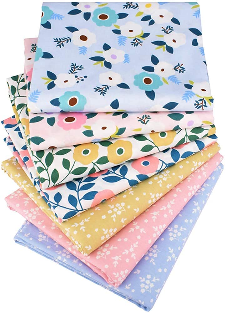 Goodern Quilting Fabric,7 pcs/lot Fat Quarter Fabric Bundles 100% Cotton 40cm x 50cm Quilting Cotton Craft Fabric Pre-Cut Squares Sheets for Patchwork Sewing Quilting Crafting-Multi C