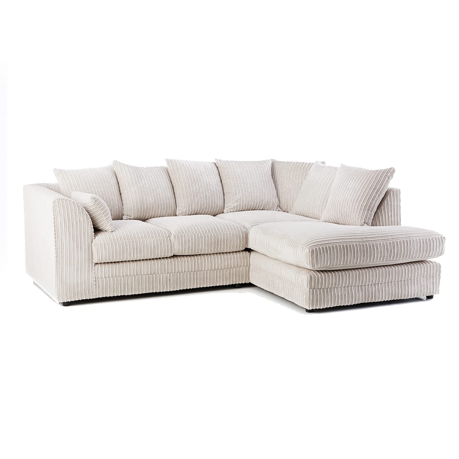 New Luxor Fabric Corner Sofa Cream | Soft Jumbo Cord 3-4 Seater Corner Sofa (Cream, Right Hand Facing)