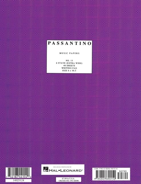 Passantino Music Papers: Writing Pad No. 15: 6-stave (Extra Wide), Size 8 x 10.5: Passantino Manuscript Paper (Music Writing Pads) Loose Leaf – Import, 1 February 1992