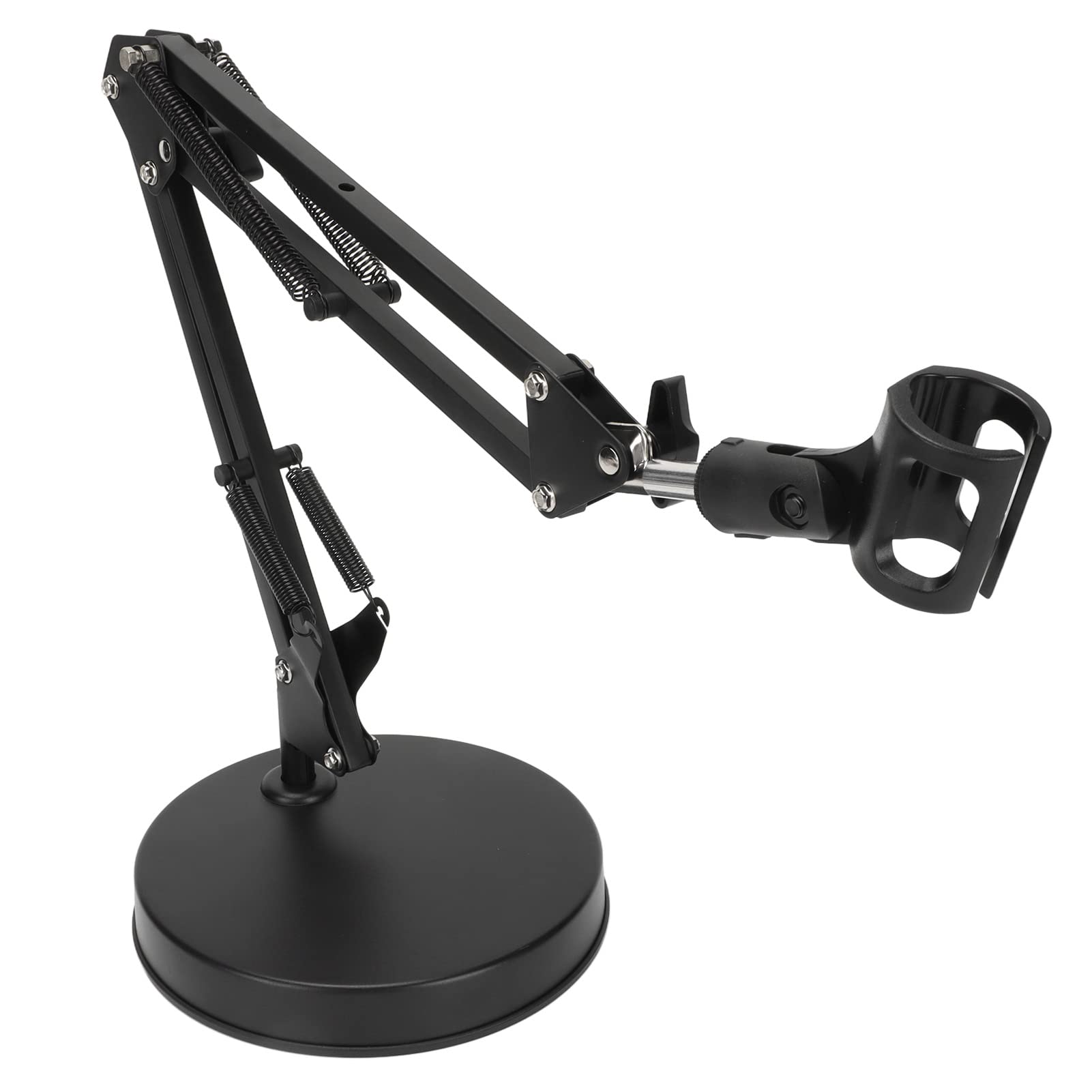 Diyeeni Desktop Microphone Stand, Adjustable Microphone Tripod Stand with Boom Arm, Shock Mount Mic Arm Stand, 1/4 Screw Hole, for Recording Livestreaming Gaming