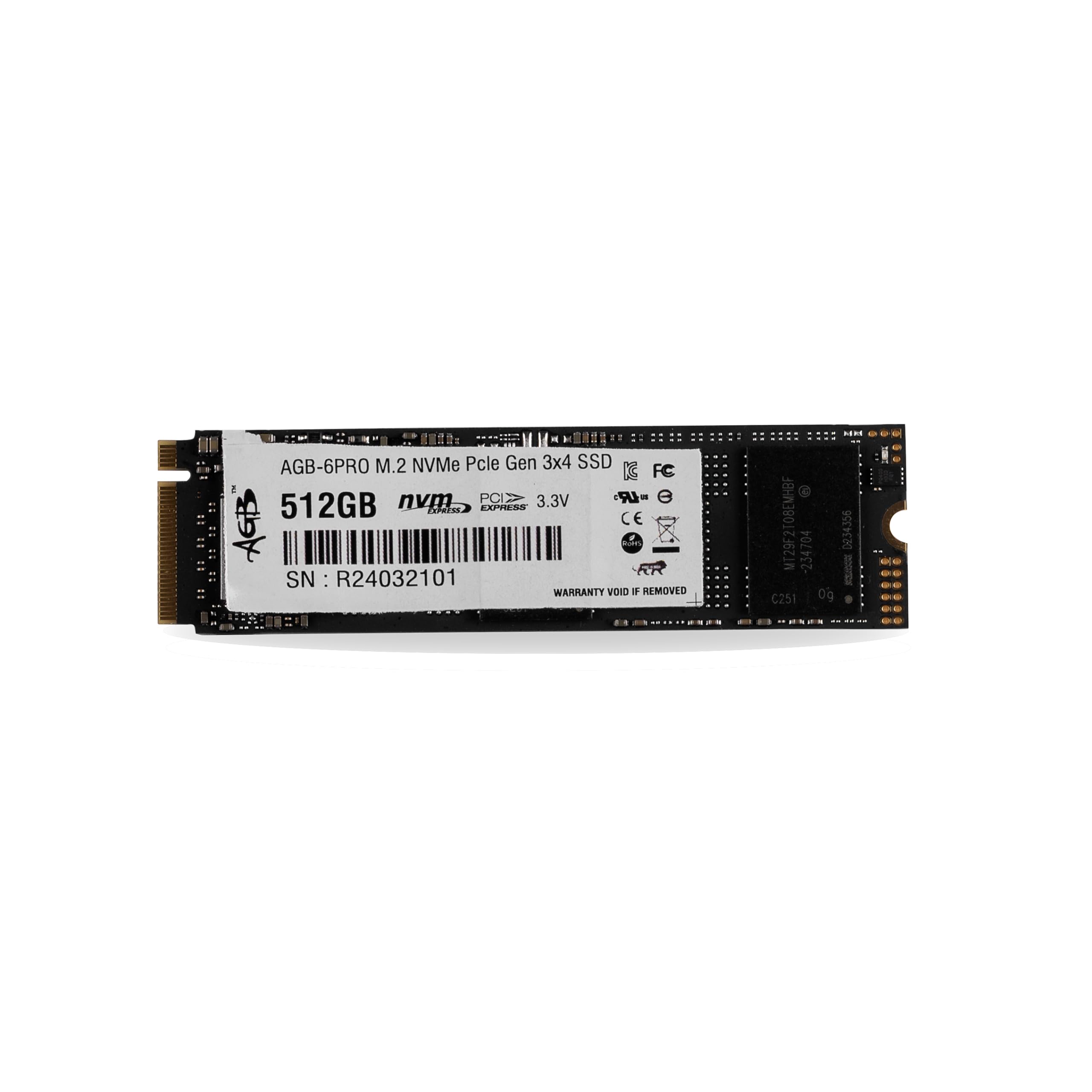 AGB 512 GB SSD PCIe Gen3x4 NVMe M.2 2280 3 Years Warranty, Up to 1500MB/s, Internal Solid State Drive for PC, Desktop and Laptops