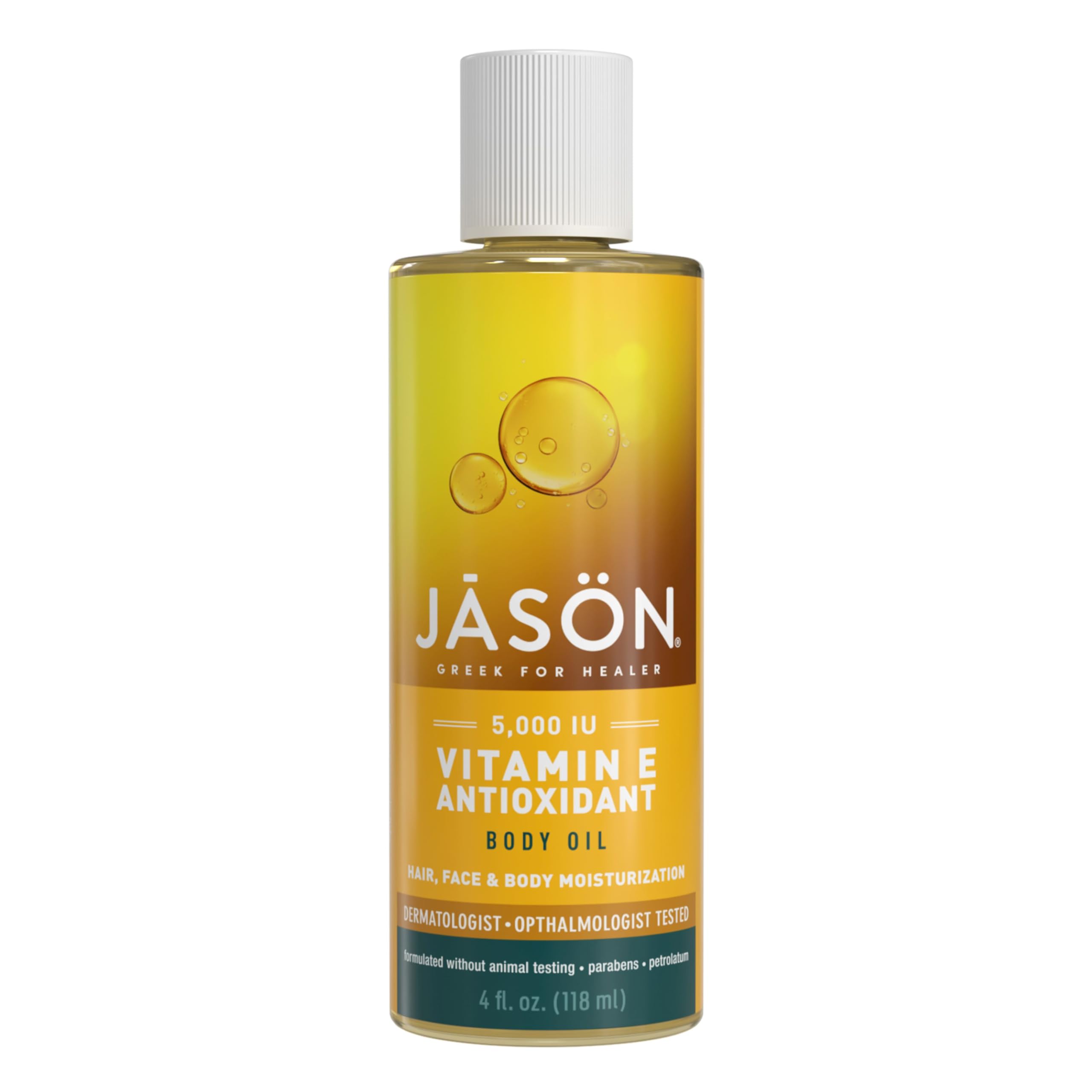 JASON Vitamin E 5,000 IU Moisturizing Body Oil, For Hair, Face, and Body, Great For Stocking Stuffer, 4 Fluid Ounces